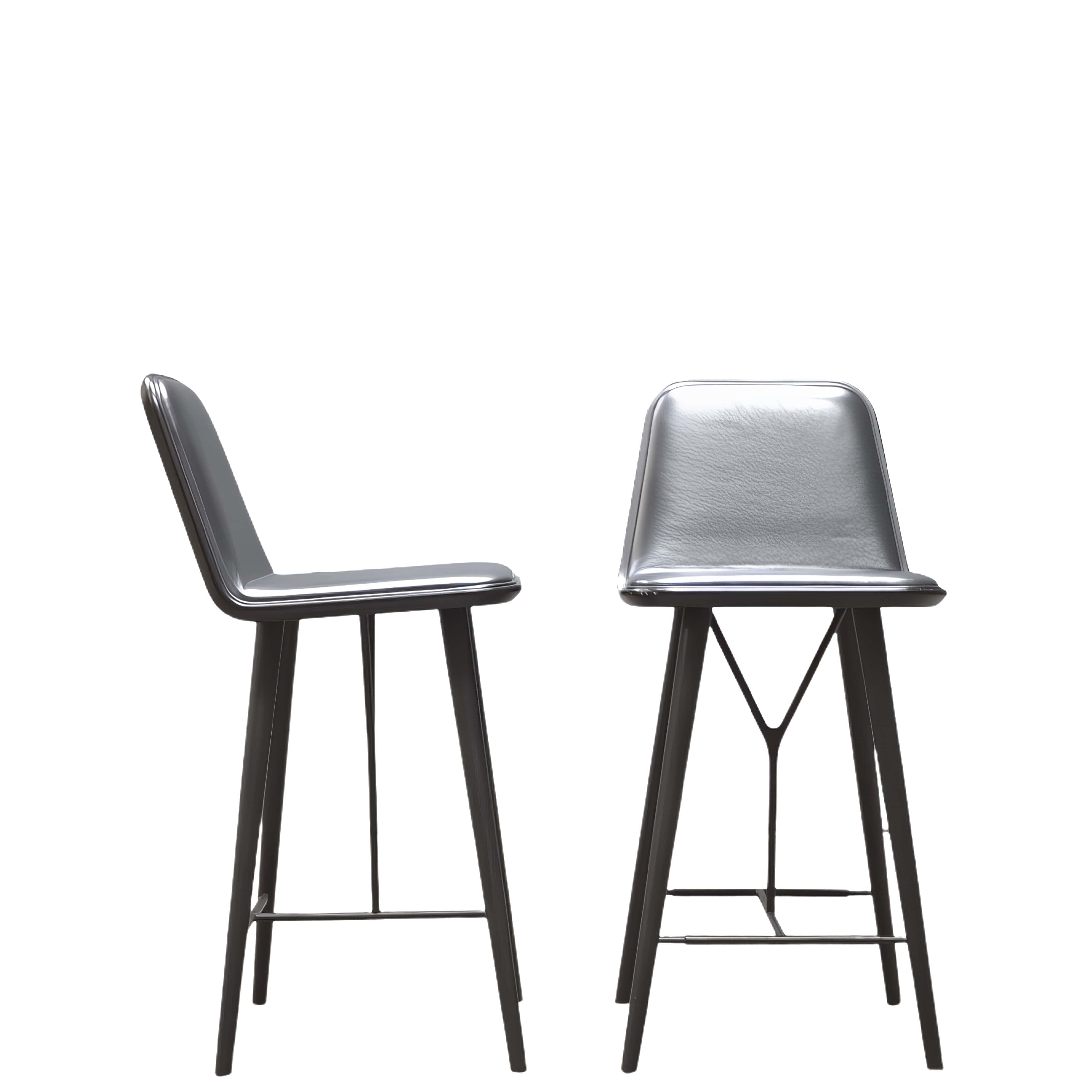 British Indor Fredericia Spine Bar Stool with Grey Upholstery