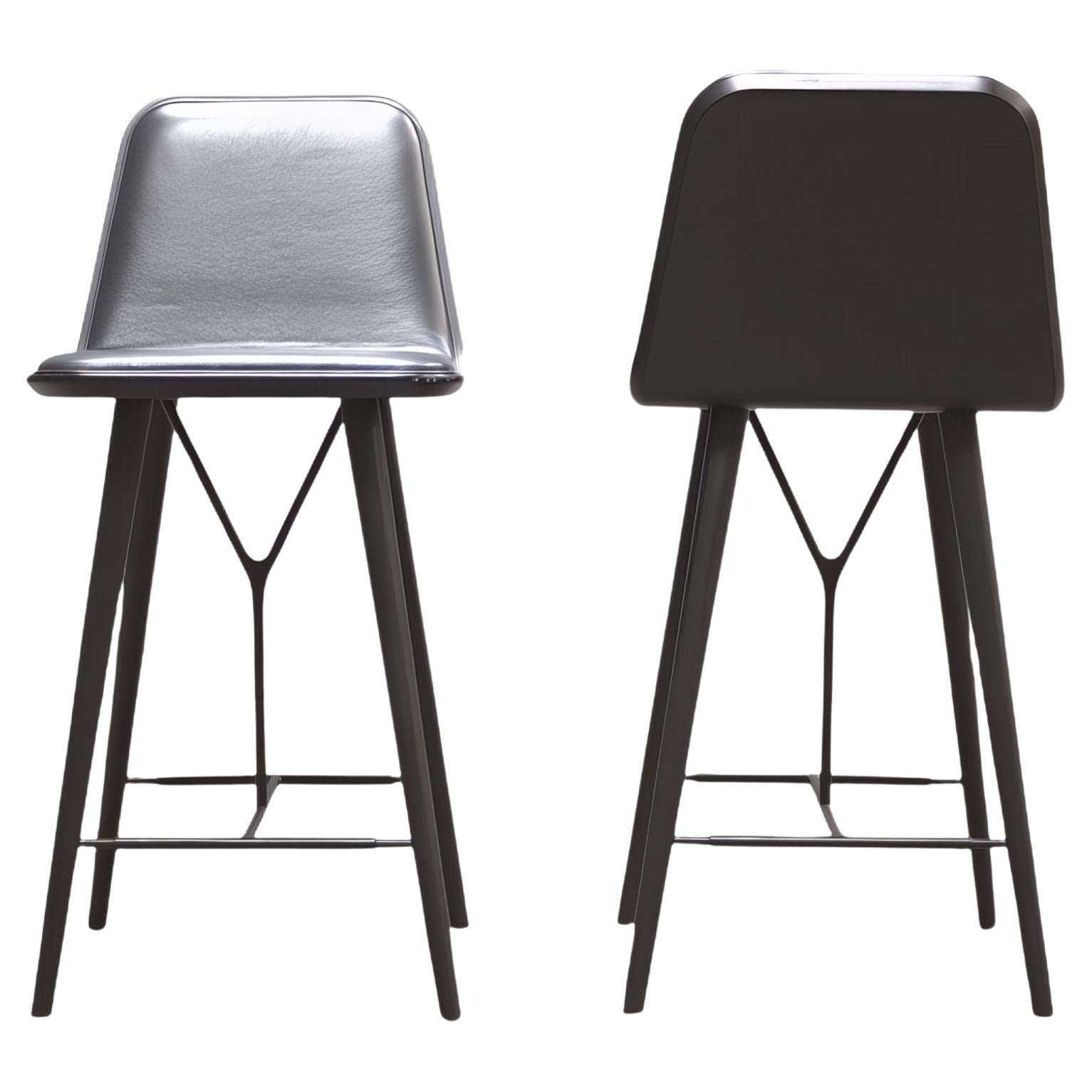 Sgabello da bar con colonna vertebrale Indor Fredericia con rivestimento grigio in vendita