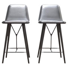 Indor Fredericia Spine Bar Stool with Grey Upholstery