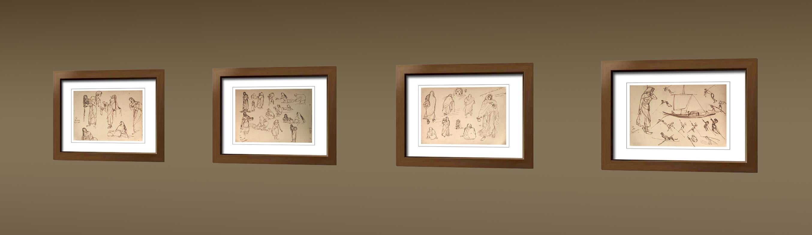 Dessins, figuratifs, encre sur papier, œuvre à deux faces d' Indra Dugar « En stock » en vente 1