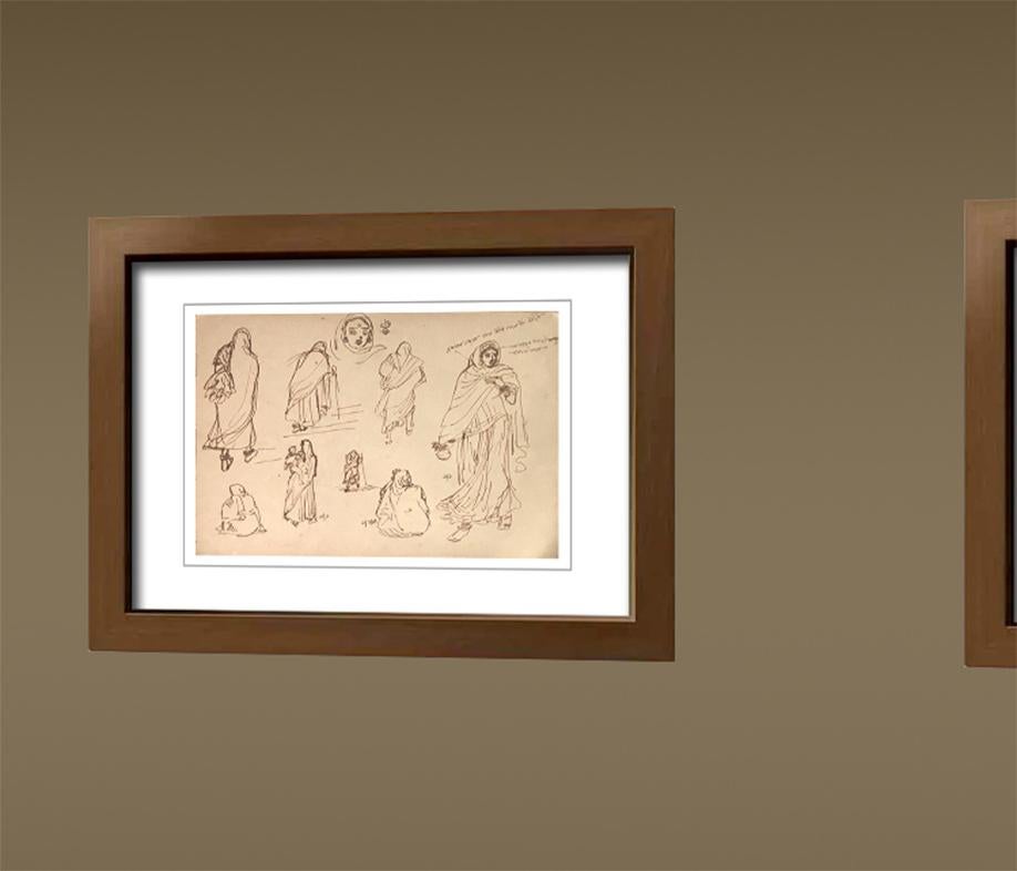 Zeichnungen, figürlich, Tusche auf Papier, zweiseitiges Werk von Indra Dugar, „In Stock“ im Angebot 4
