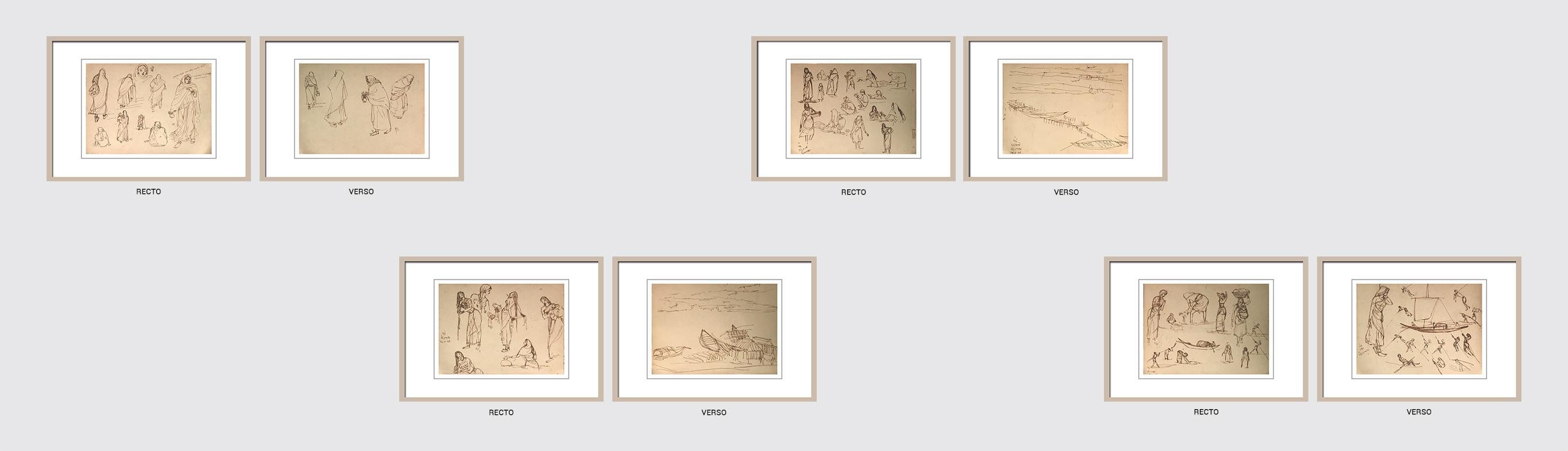 Zeichnungen, figürlich, Tusche auf Papier, zweiseitiges Werk von Indra Dugar, „In Stock“ im Angebot 6