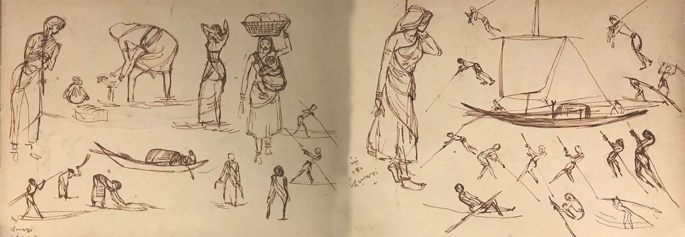 Figurativo, Dibujos, Tinta sobre papel, Obra a dos caras de Indra Dugar 