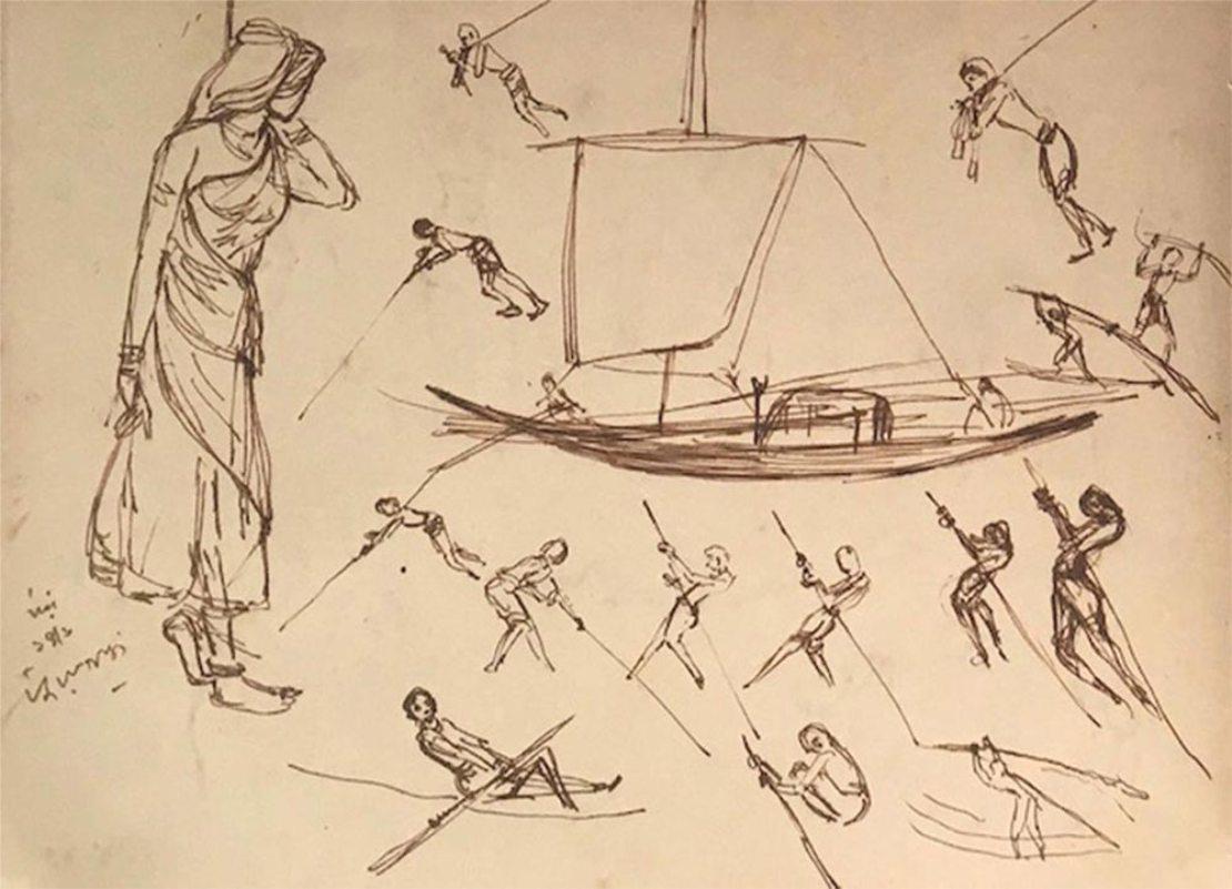 Sin Título, Tinta sobre Papel (Recto-Verso) por la Artista Moderna Indra Dugar 