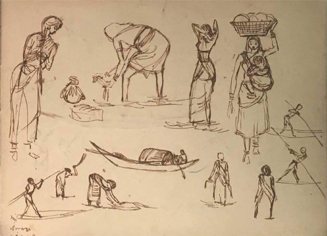 Sin Título, Tinta sobre Papel (Recto-Verso) por la Artista Moderna Indra Dugar 