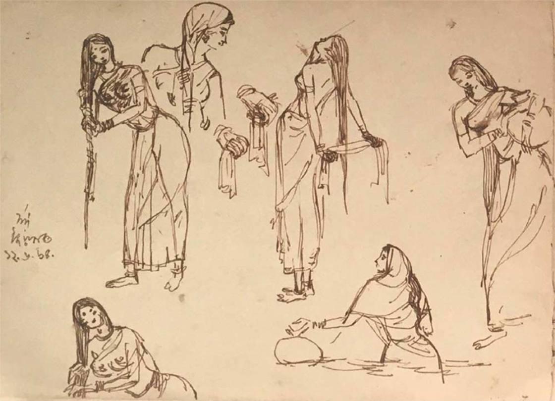 Sin Título, Tinta sobre Papel (Recto-Verso) por la Artista Moderna Indra Dugar 