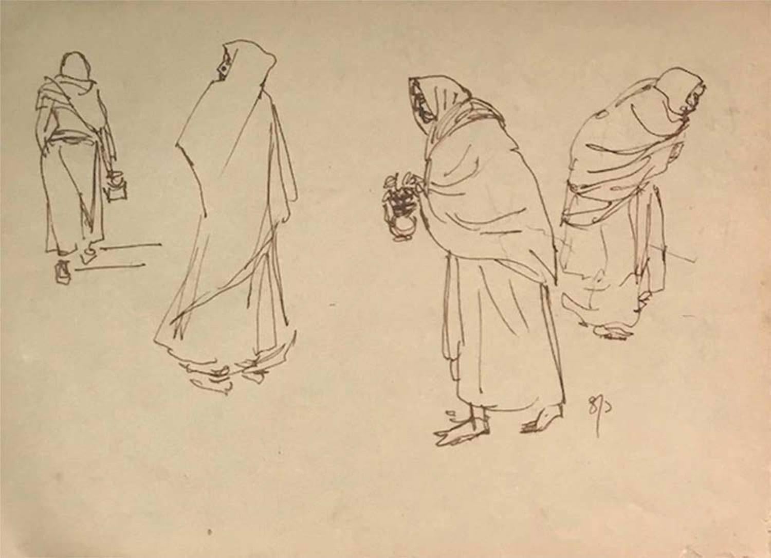 Sin Título, Tinta sobre Papel (Recto-Verso) por la Artista Moderna Indra Dugar 