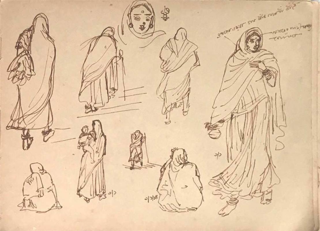 Sin Título, Tinta sobre Papel (Recto-Verso) por la Artista Moderna Indra Dugar 
