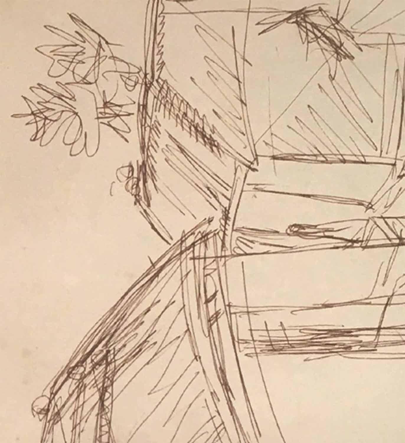 Mujer en su Hábitat, Tinta sobre Papel, Obra a dos caras del Artista Moderno 