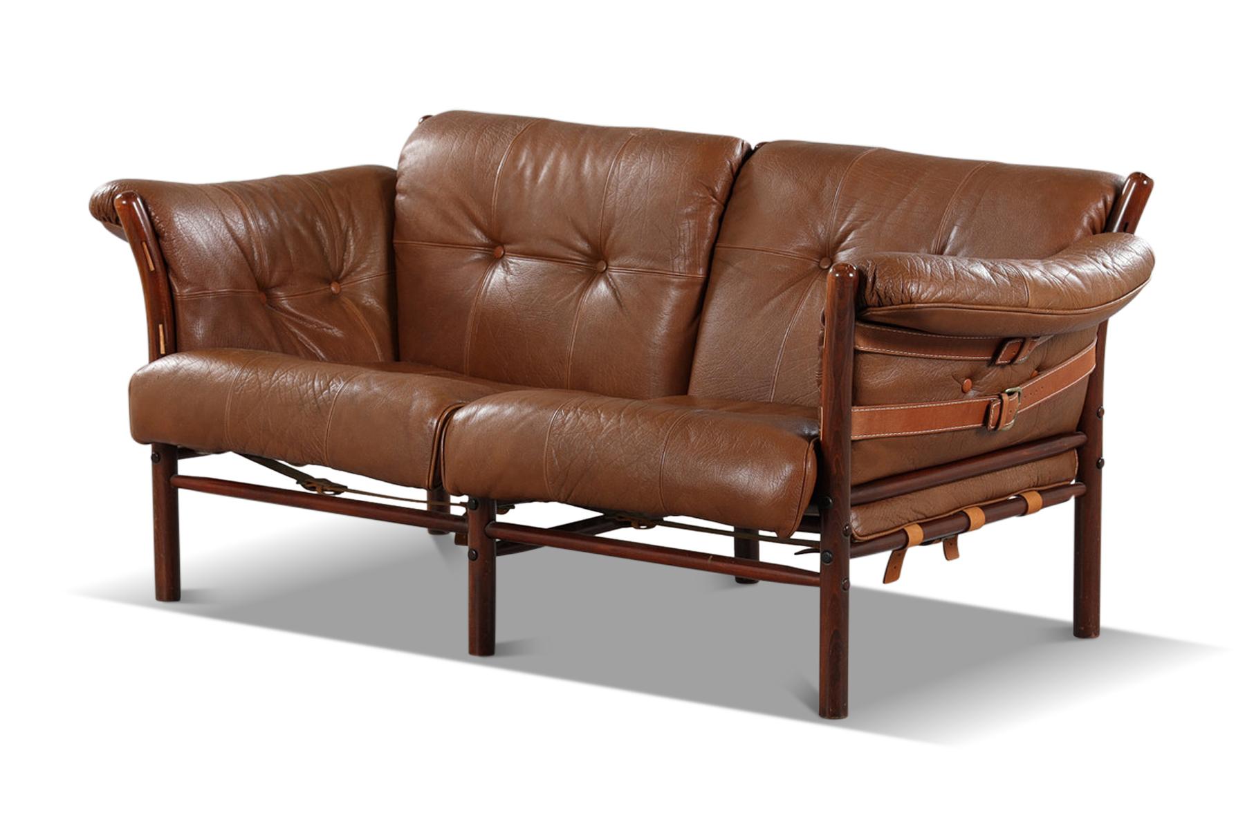 Leather Indra Model Loveseat by Arne Norell