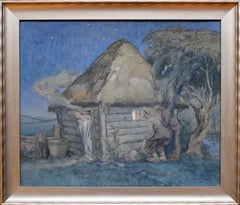 Aquarelle sur papier « By the bath », 48,5 x 58,5 cm