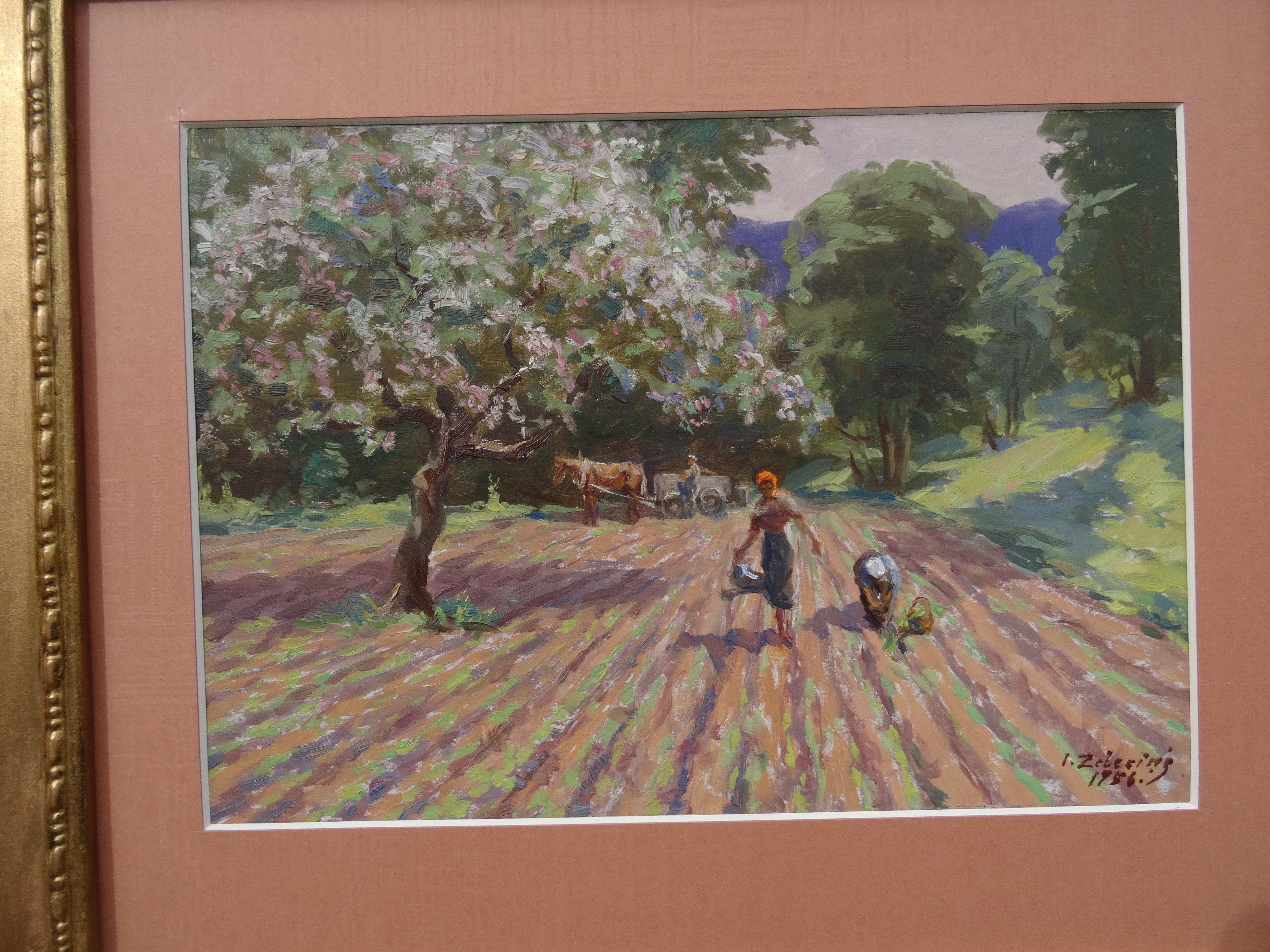 Harvesting. 1956. Cardboard, oil, 23x33 cm 1