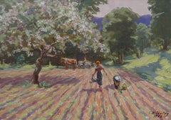 Harvesting. 1956. Cardboard, oil, 23x33 cm