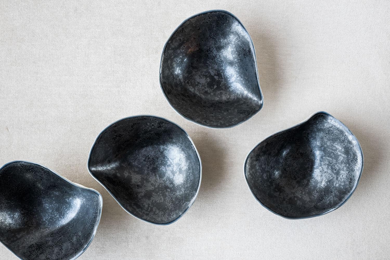 Contemporary Indulge Nº2 / Graphite Grey / Side Dish, Handmade Porcelain Tableware For Sale