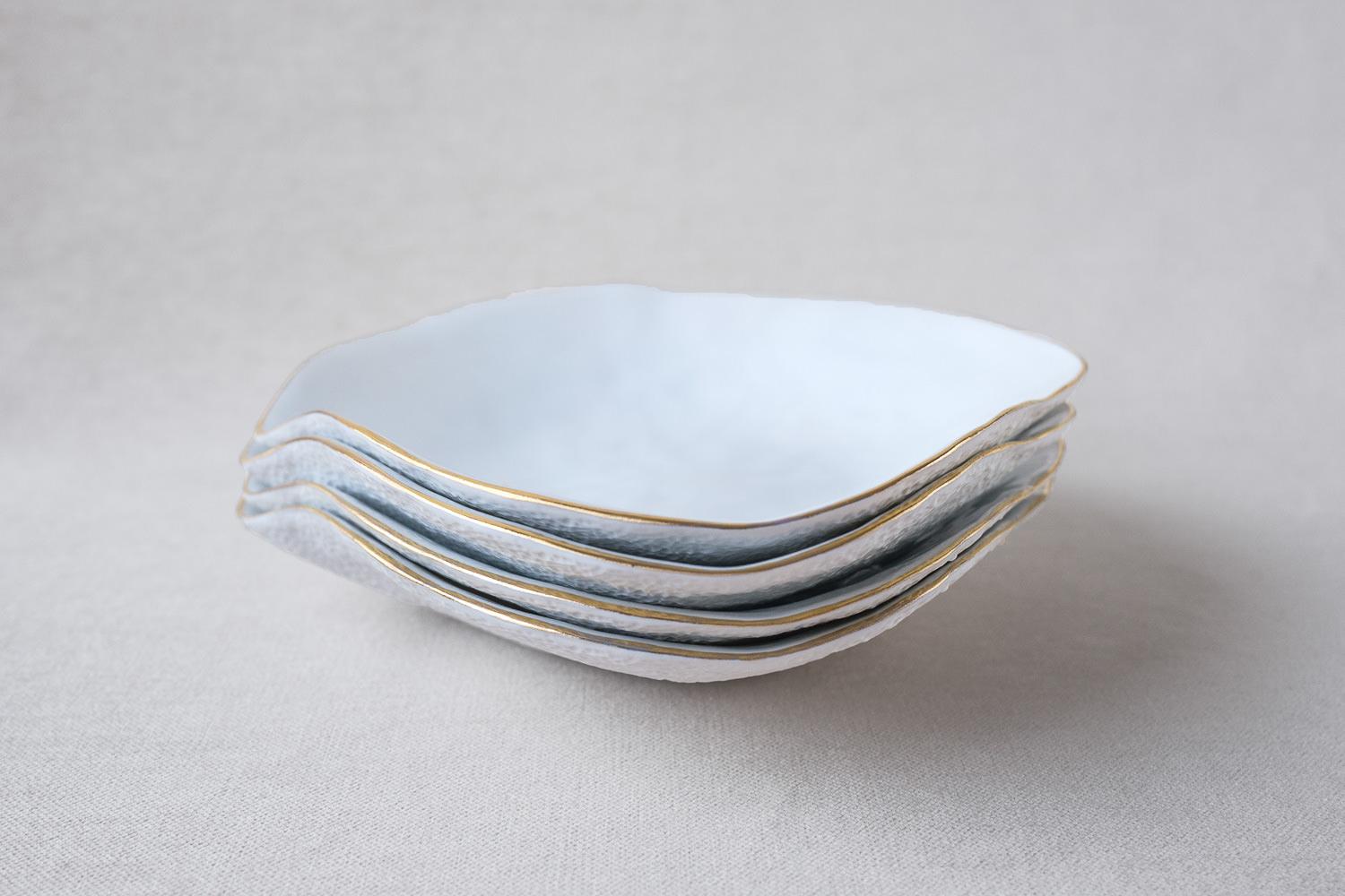 Contemporary Indulge Nº5 / White + 24k Golden Rim / Small Plate, Handmade Porcelain Tableware For Sale