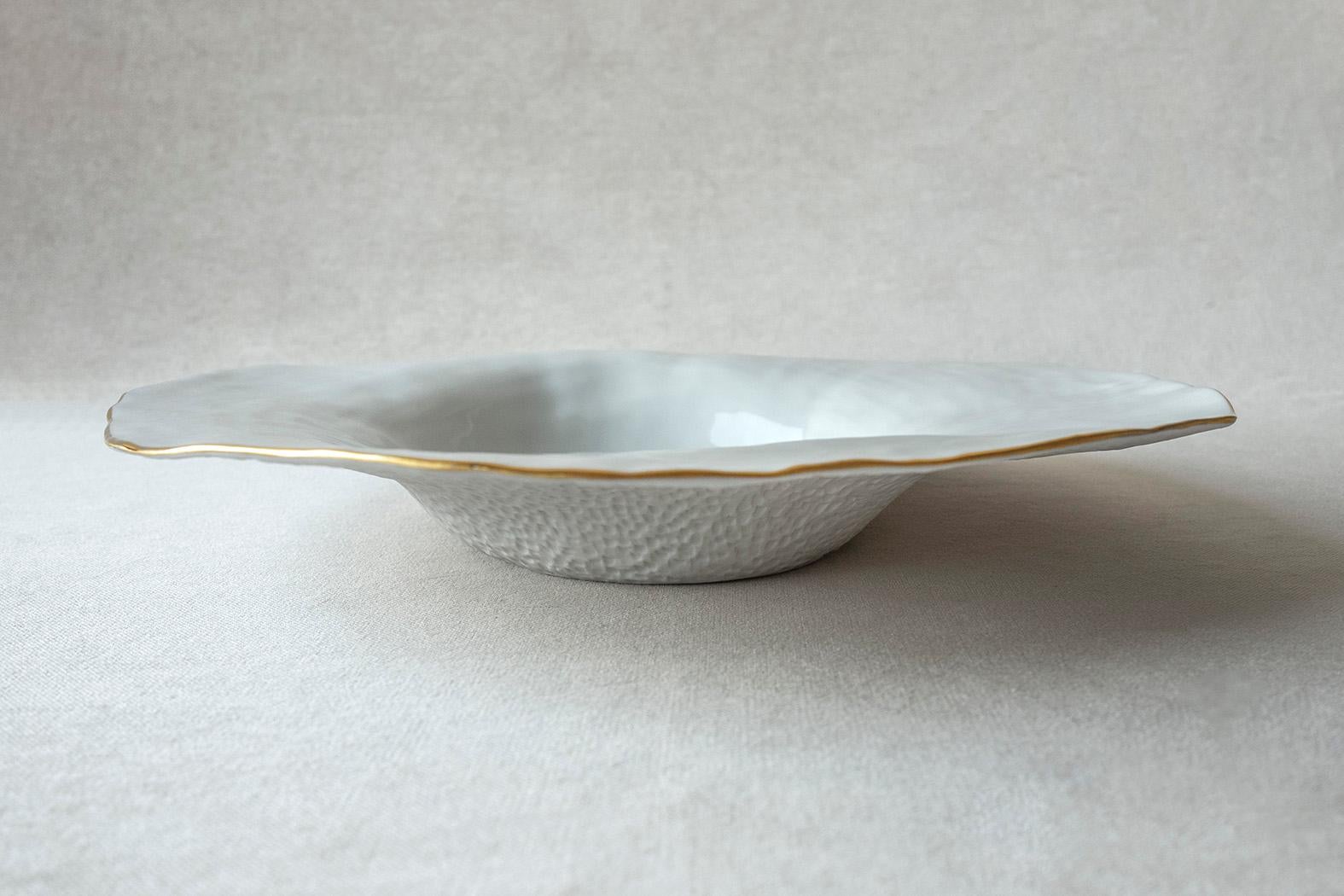 French Indulge Nº7 / Golden Rim / Deep Dinner Plate, Handmade Porcelain Tableware For Sale