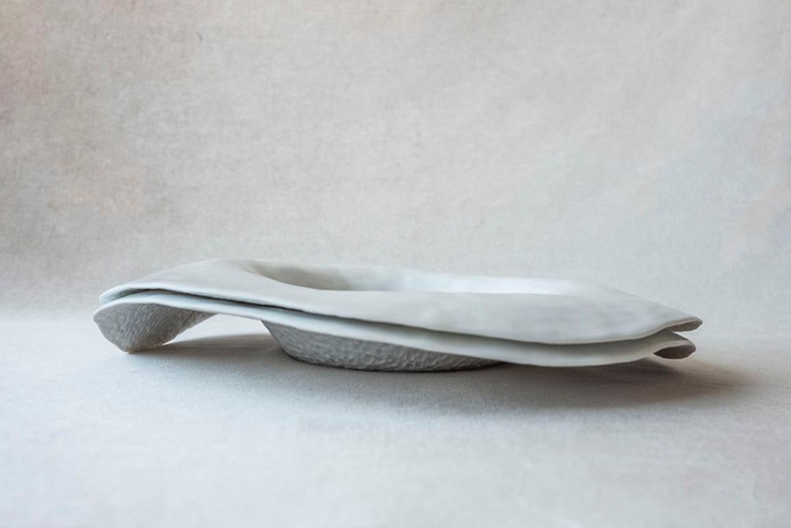 Indulge Nº7 / White / Large Deep Plate, Handmade Porcelain Tableware For Sale 2