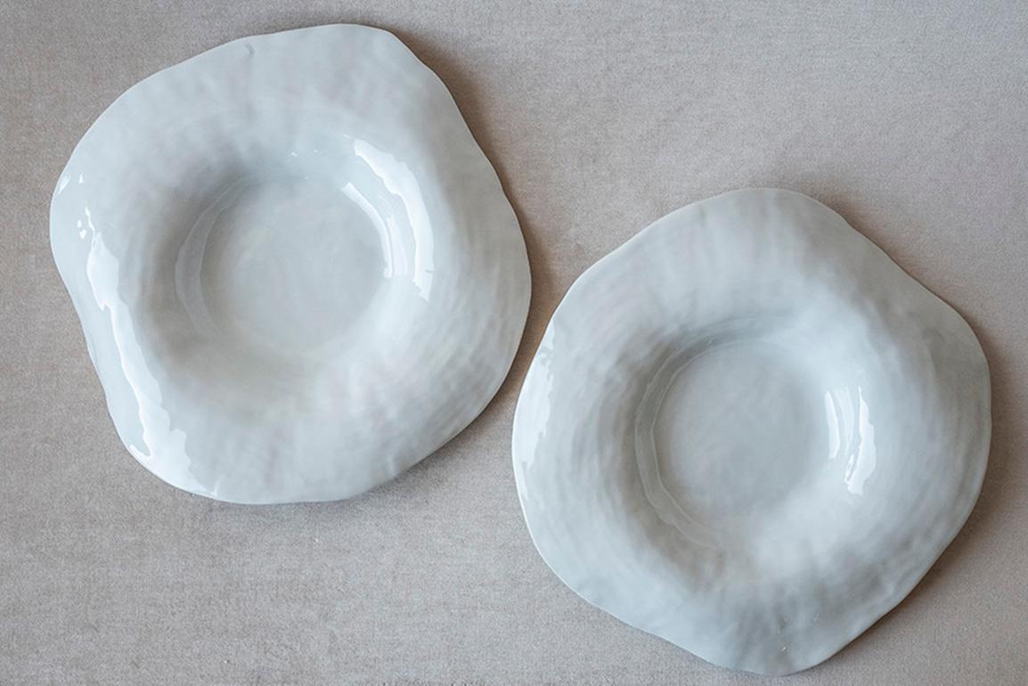 Indulge Nº7 / White / Large Deep Plate, Handmade Porcelain Tableware For Sale 3