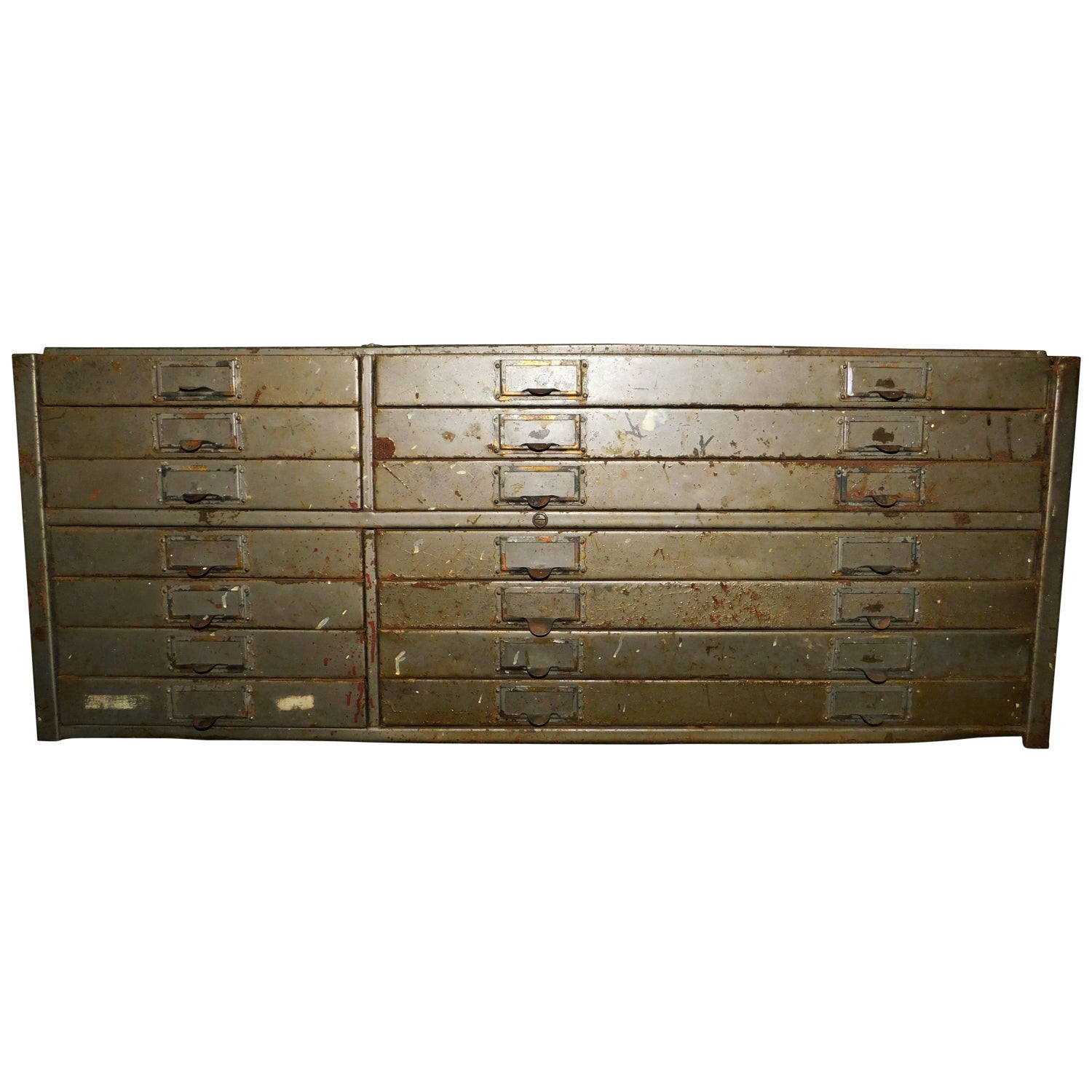 Industrial 14 Drawer Metal File Tool Cabinet For Sale At 1stdibs