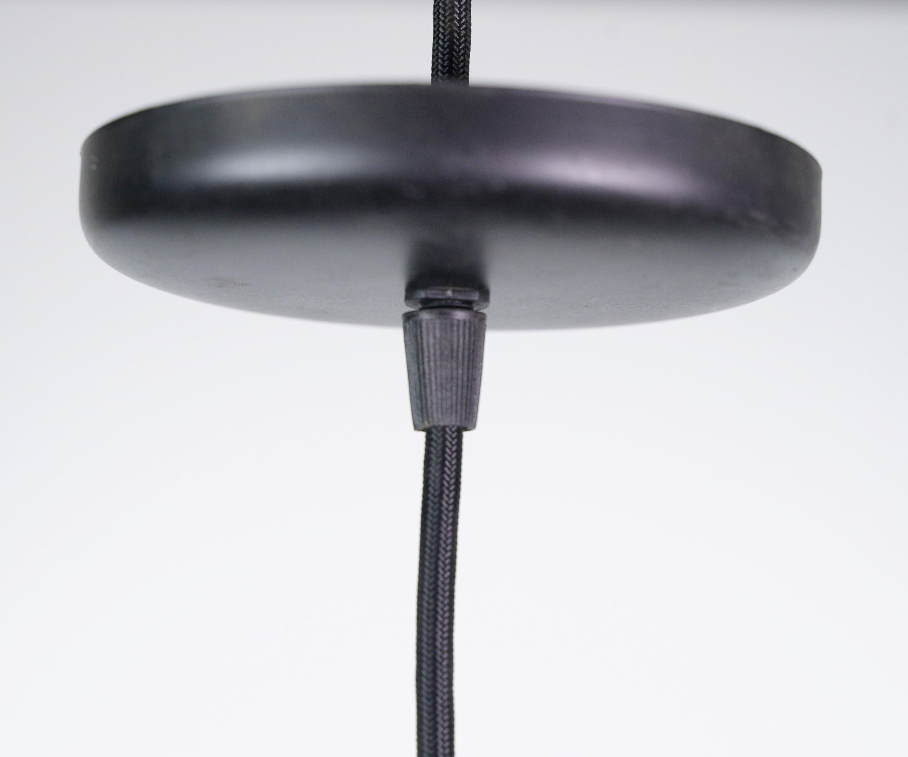 Brass Industrial 14 in. Steel Green Black Cord Pendant Light For Sale
