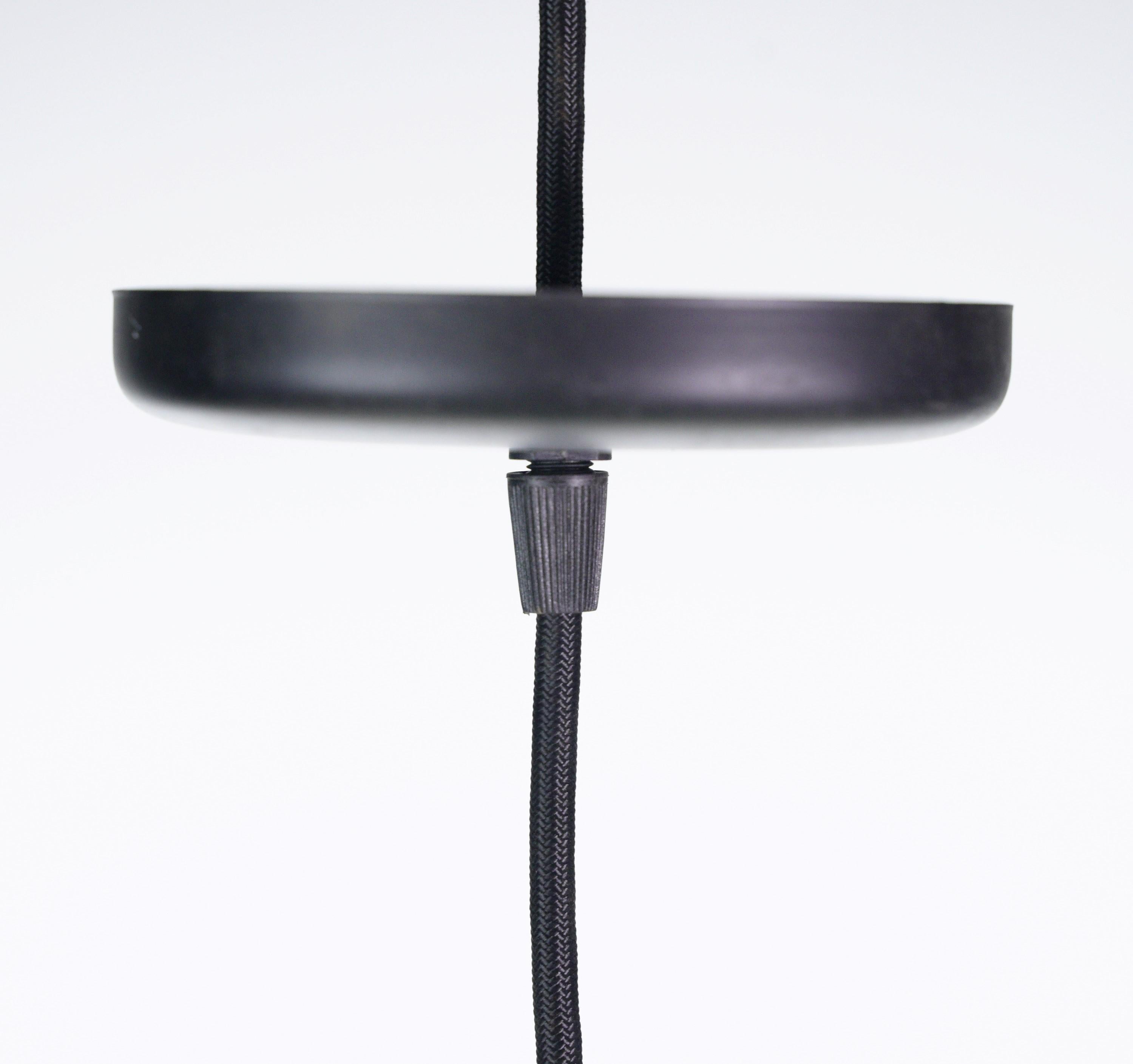 Industrial 14 in. Steel Green Black Cord Pendant Light For Sale 2