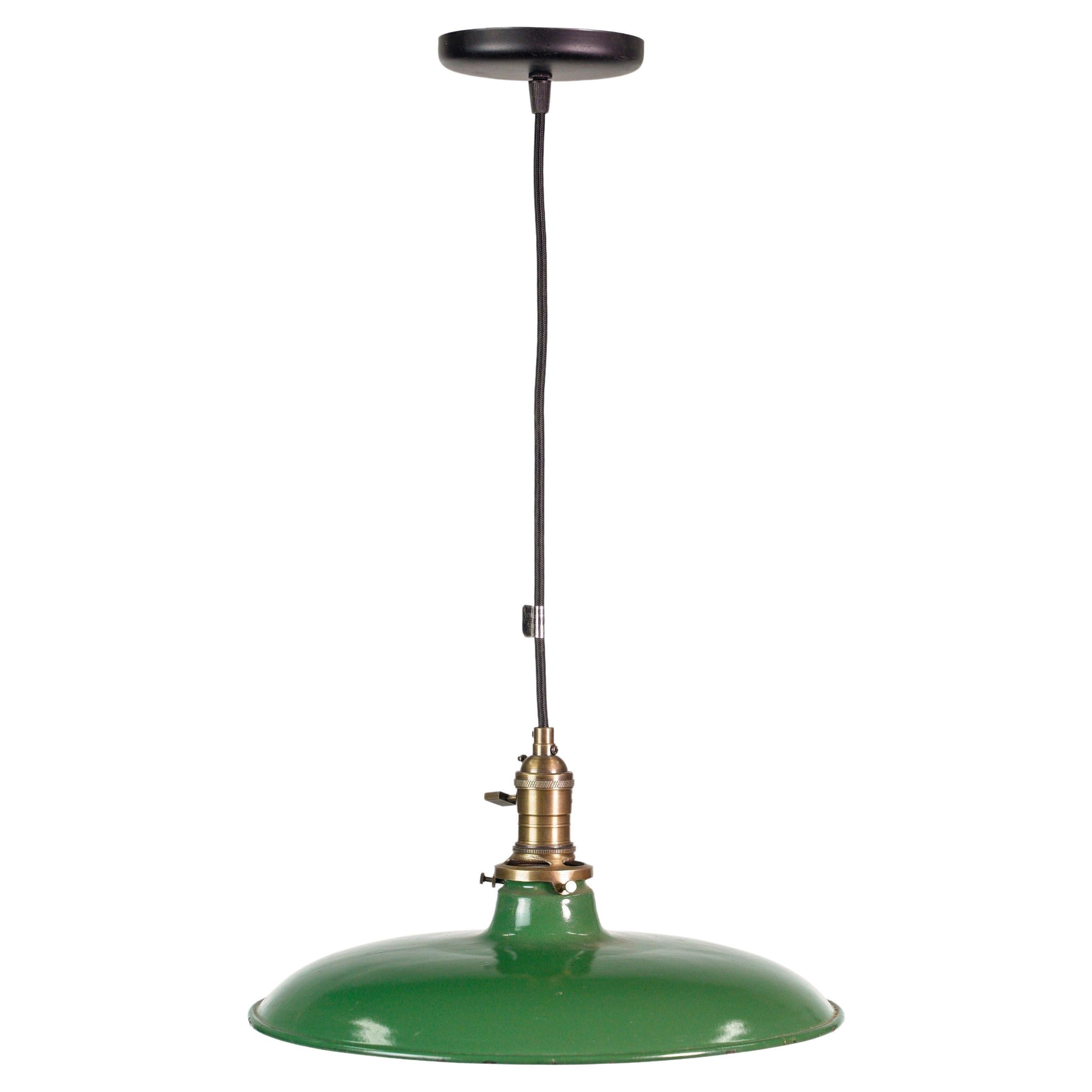 Industriell 14 in. Steel Green Black Cord Pendelleuchte