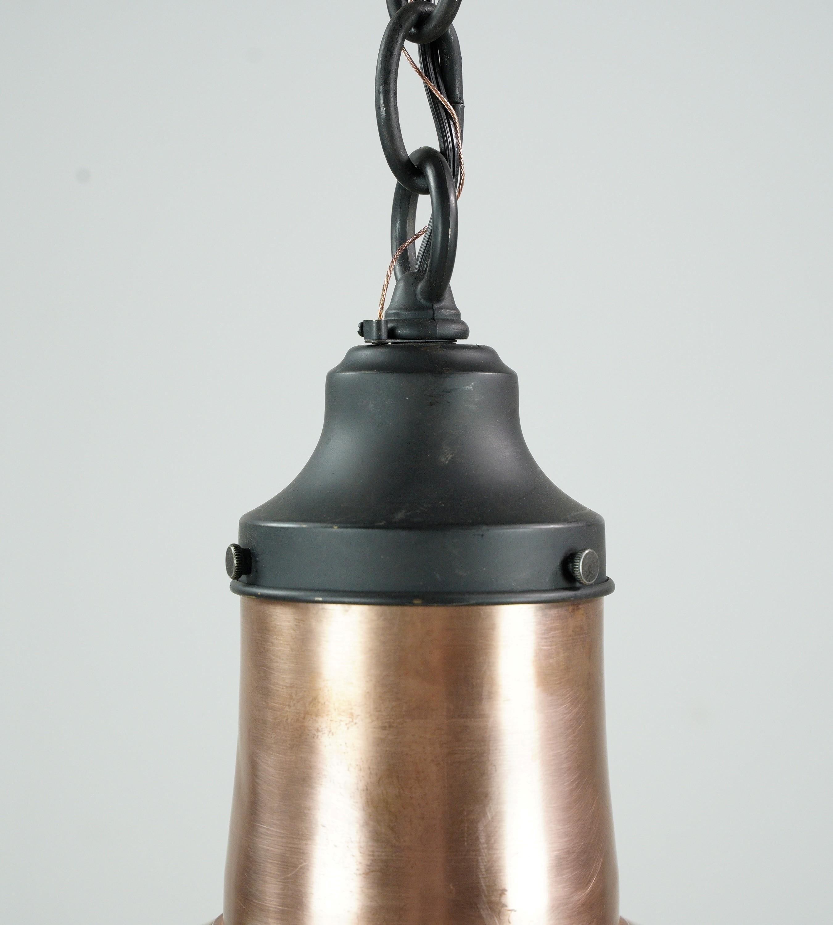 Industrial 16.75 in. Copper Stage Pendant Light Qty Available In Good Condition For Sale In New York, NY