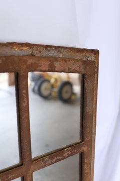 Industrial 19th Century Iron Window Mirror