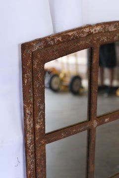 Industrial 19th Century Iron Window Mirror
