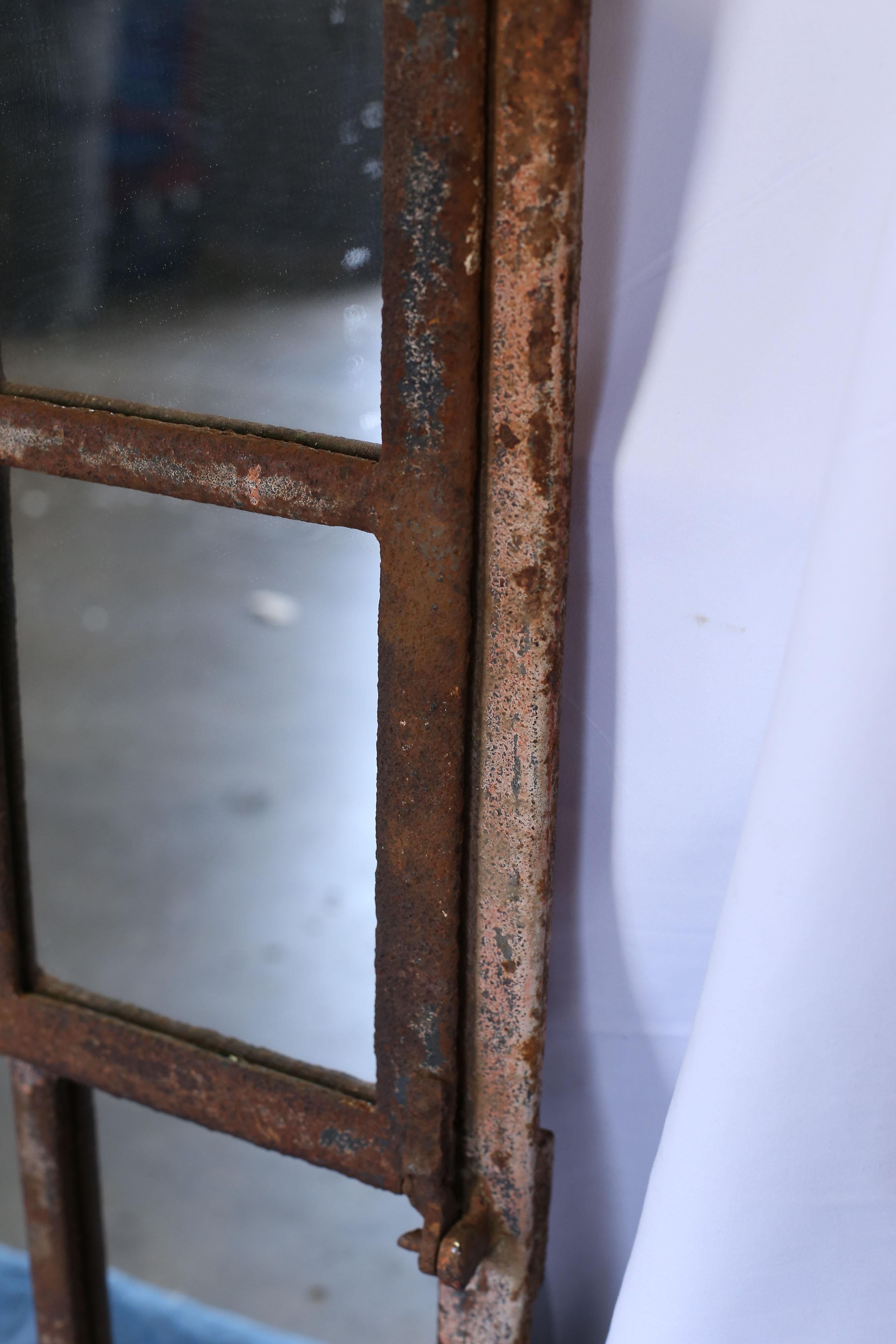 Belgian Industrial 19th Century Iron Window Mirror