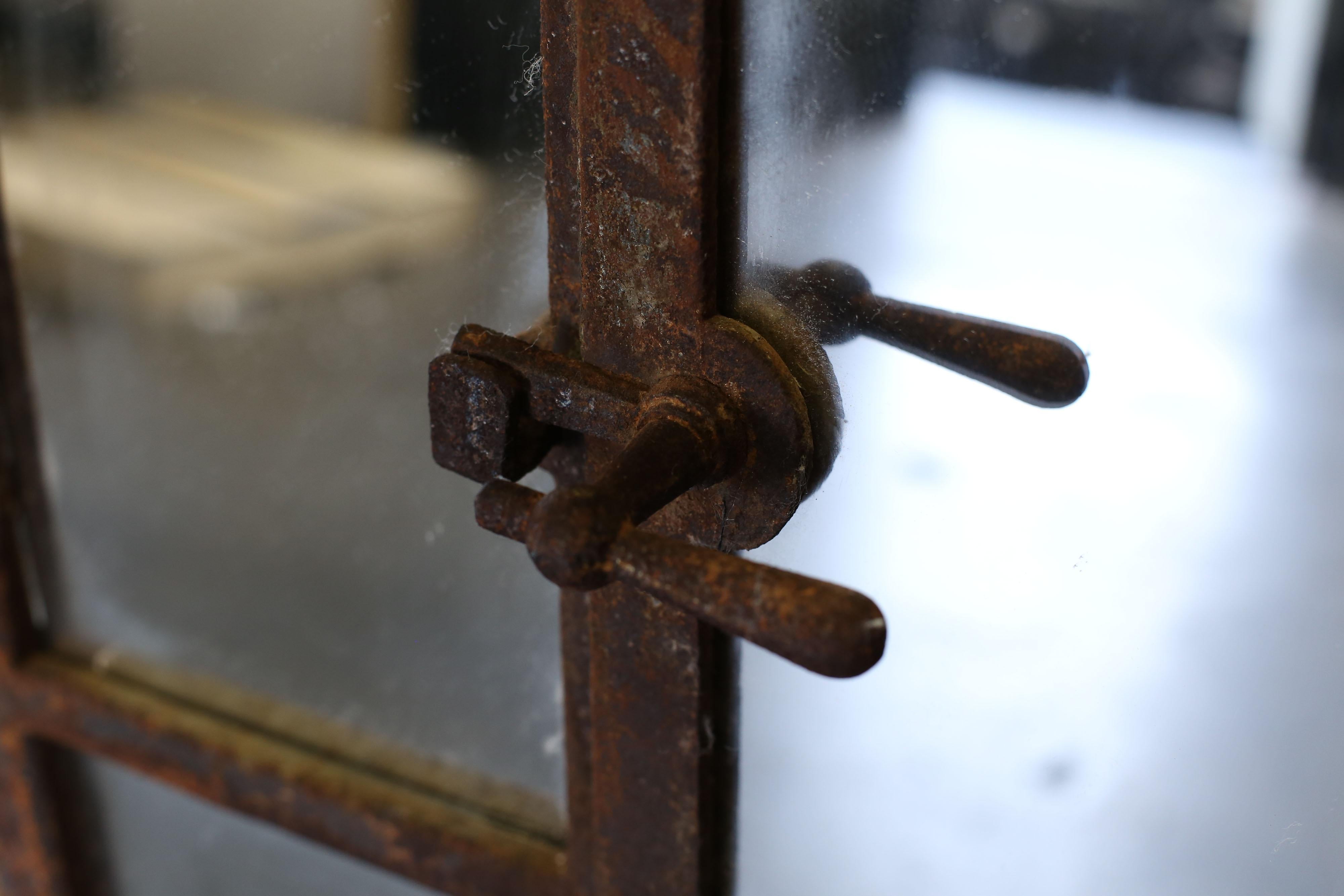 Belgian Industrial 19th Century Iron Window Mirror