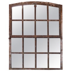 Antique Industrial 19th Century Iron Window Mirror