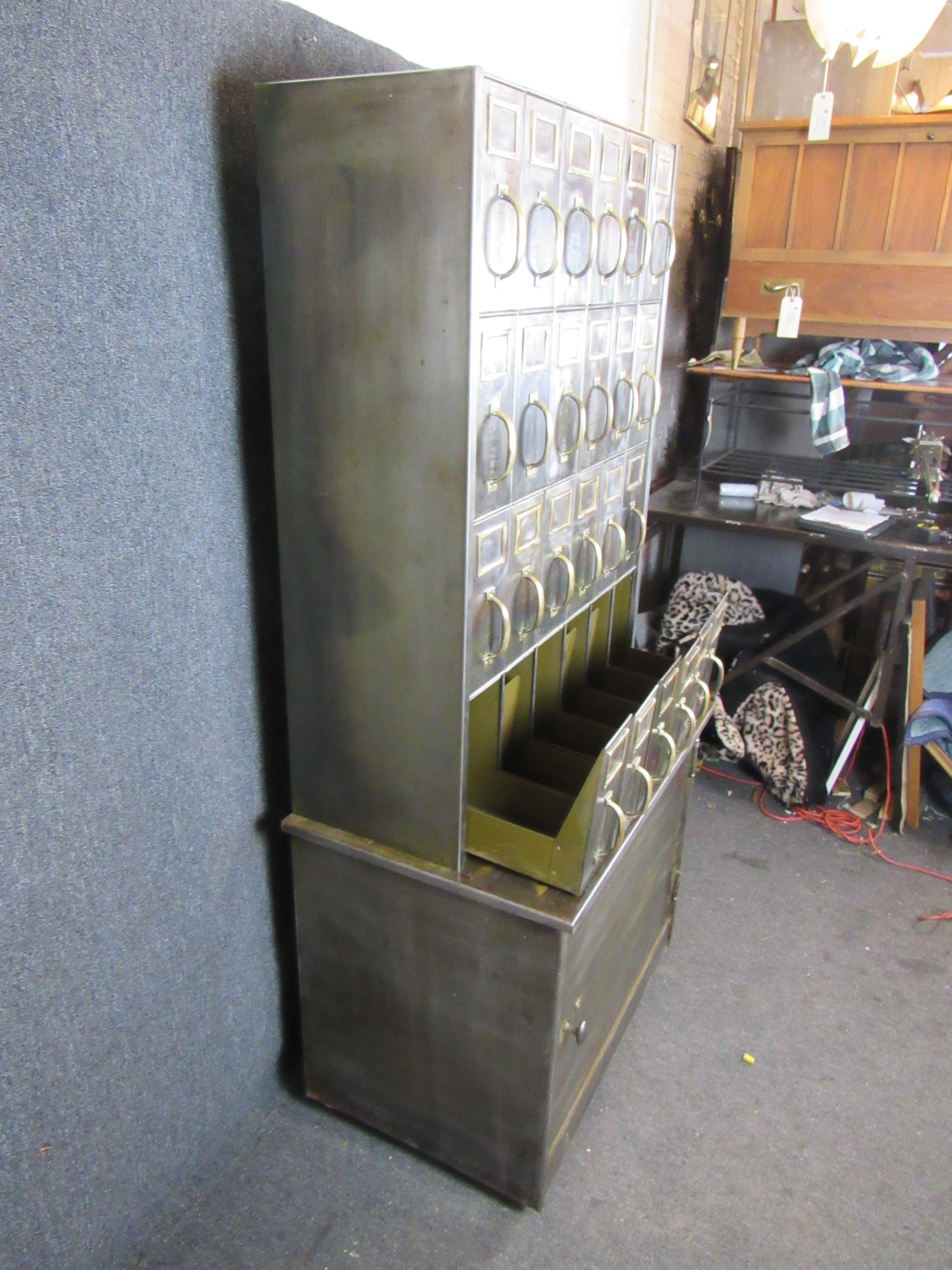 Industrial 2-Piece Catalog Cabinet For Sale 3