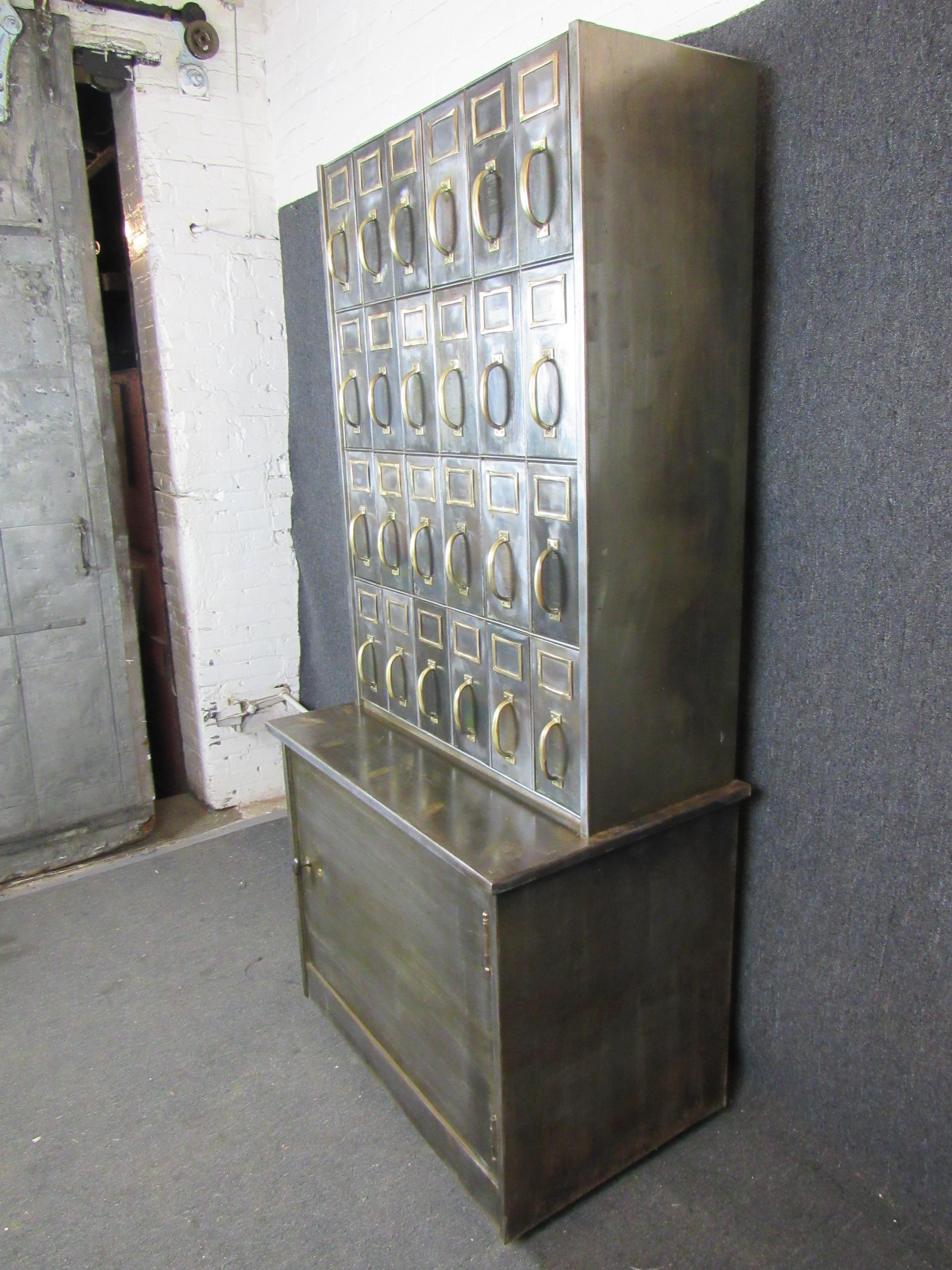 Industrial 2-Piece Catalog Cabinet In Good Condition For Sale In Brooklyn, NY