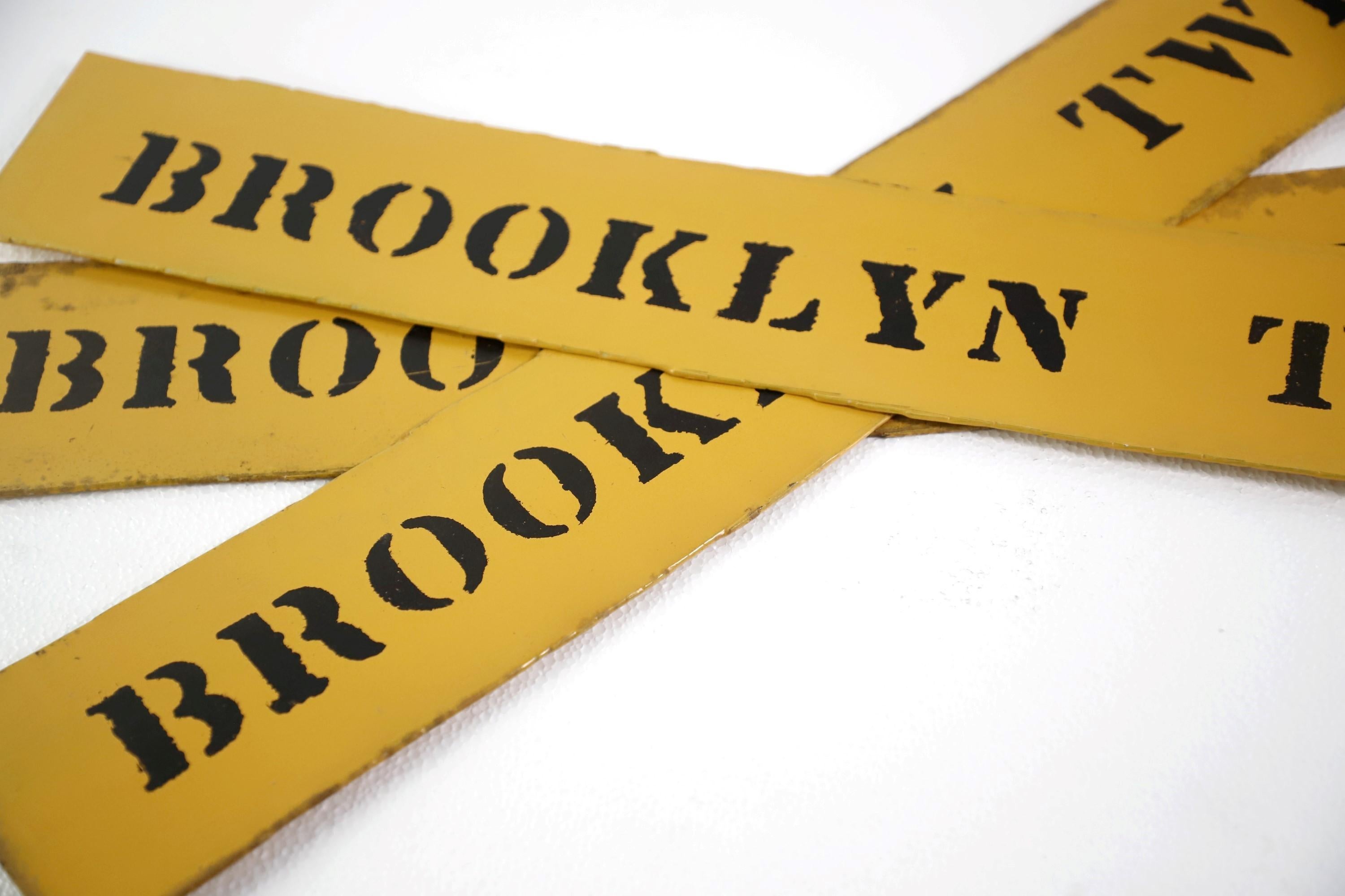 Industrial 24 in. Yellow Enameled Brooklyn TWP Street Sign In Good Condition In New York, NY