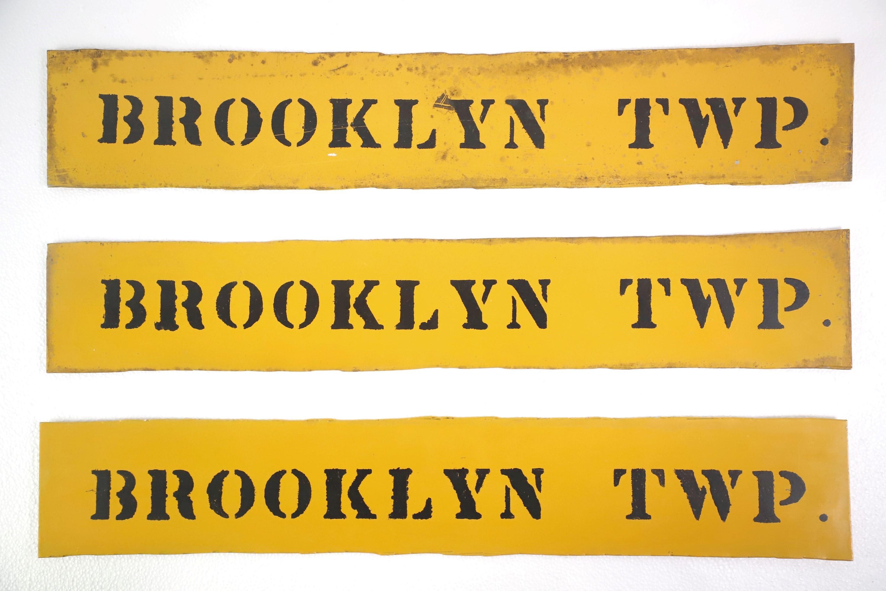 20th Century Industrial 24 in. Yellow Enameled Brooklyn TWP Street Sign