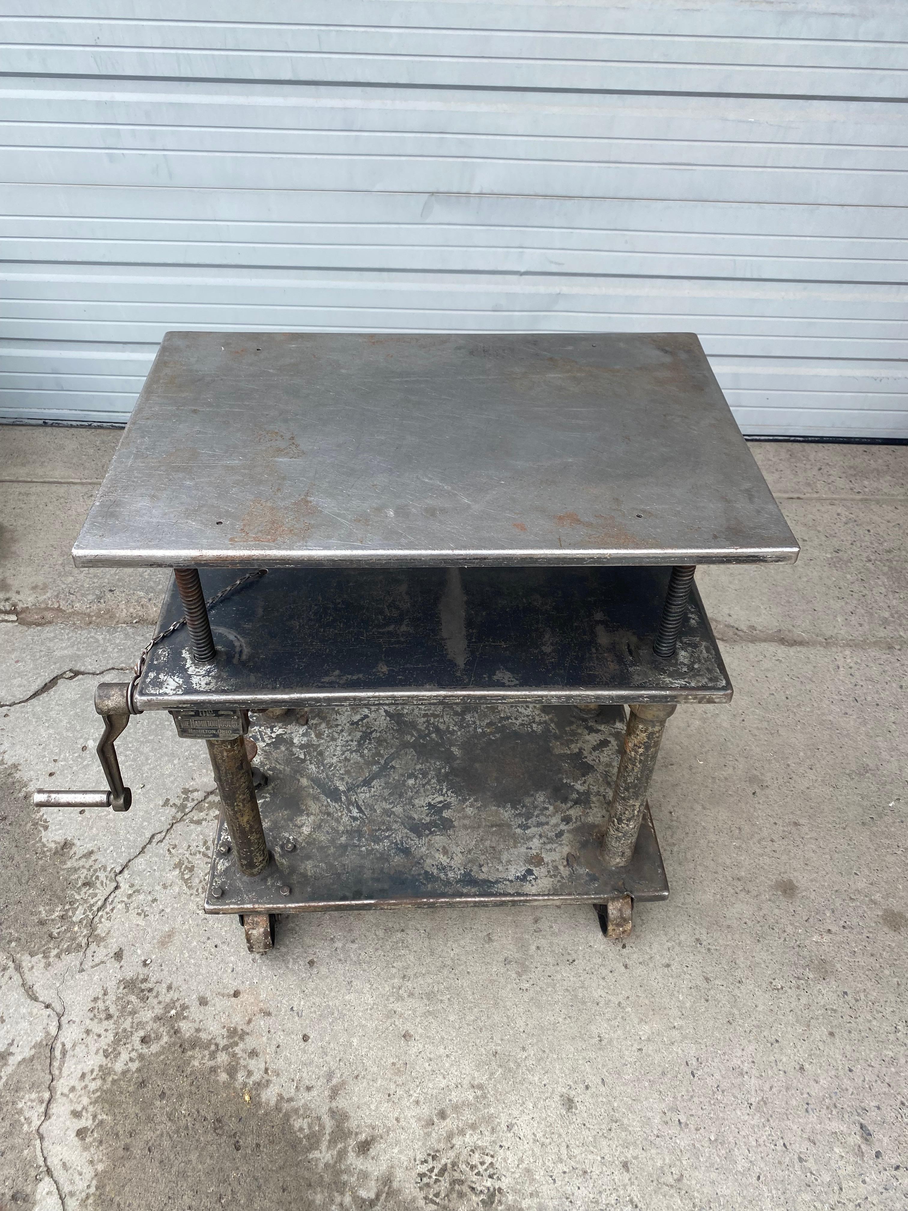 Industrial 3-Tiered Chain Drive Adjustable Steel Table / Bar Cart/ Factory Lift 1