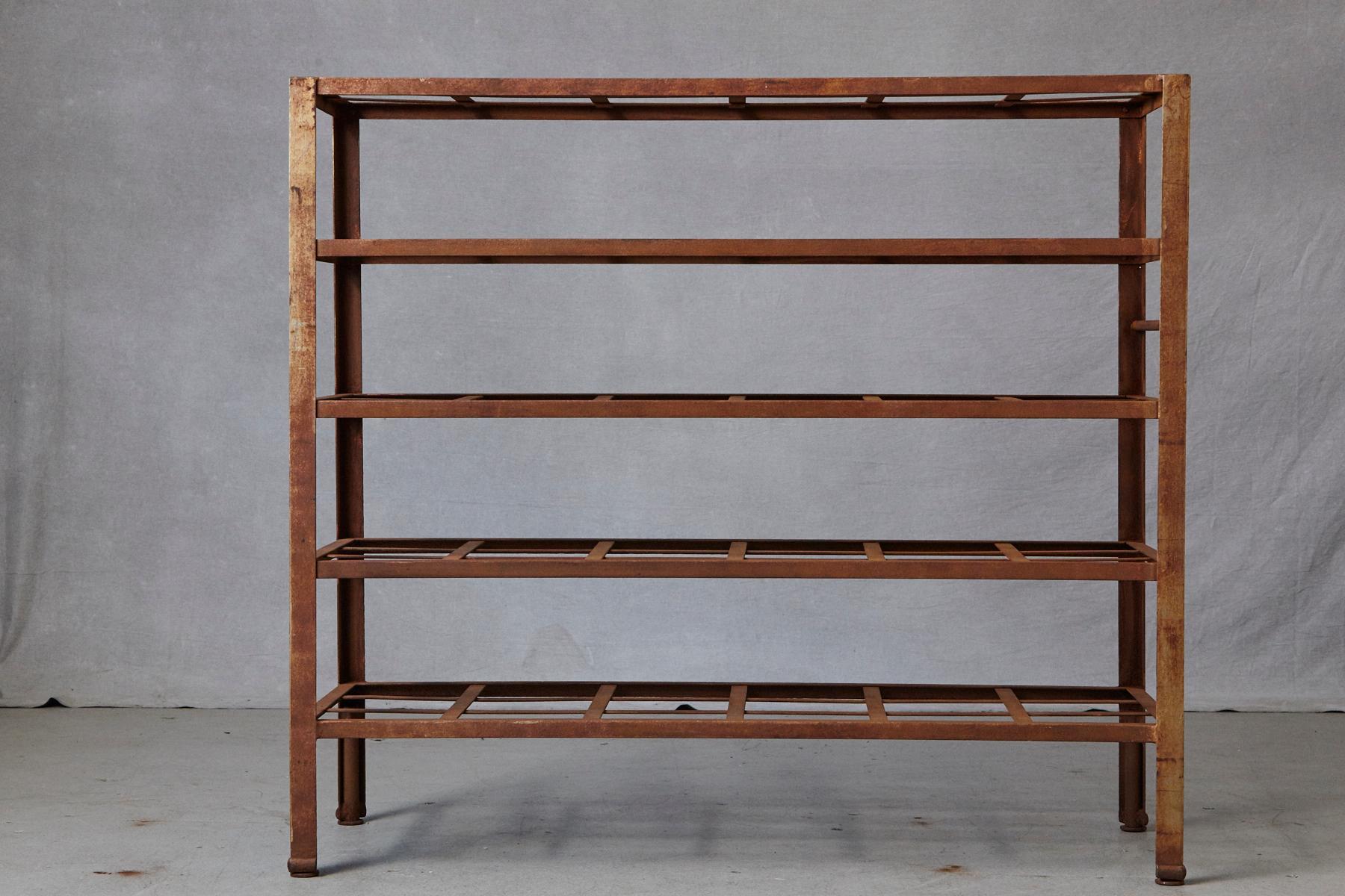 American Industrial 5 Tier Shelf with Grid Shelves for Books or Usage as Seedling Planter For Sale
