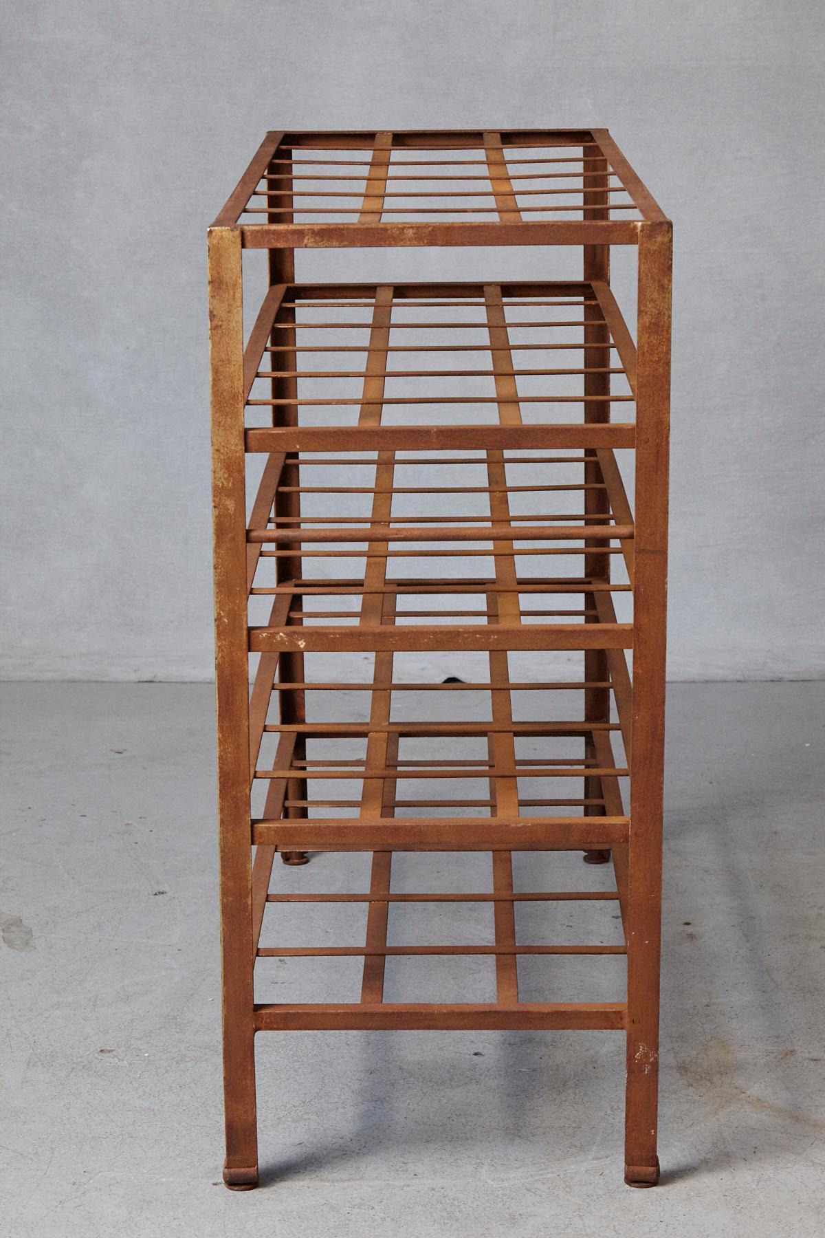 Mid-20th Century Industrial 5 Tier Shelf with Grid Shelves for Books or Usage as Seedling Planter For Sale