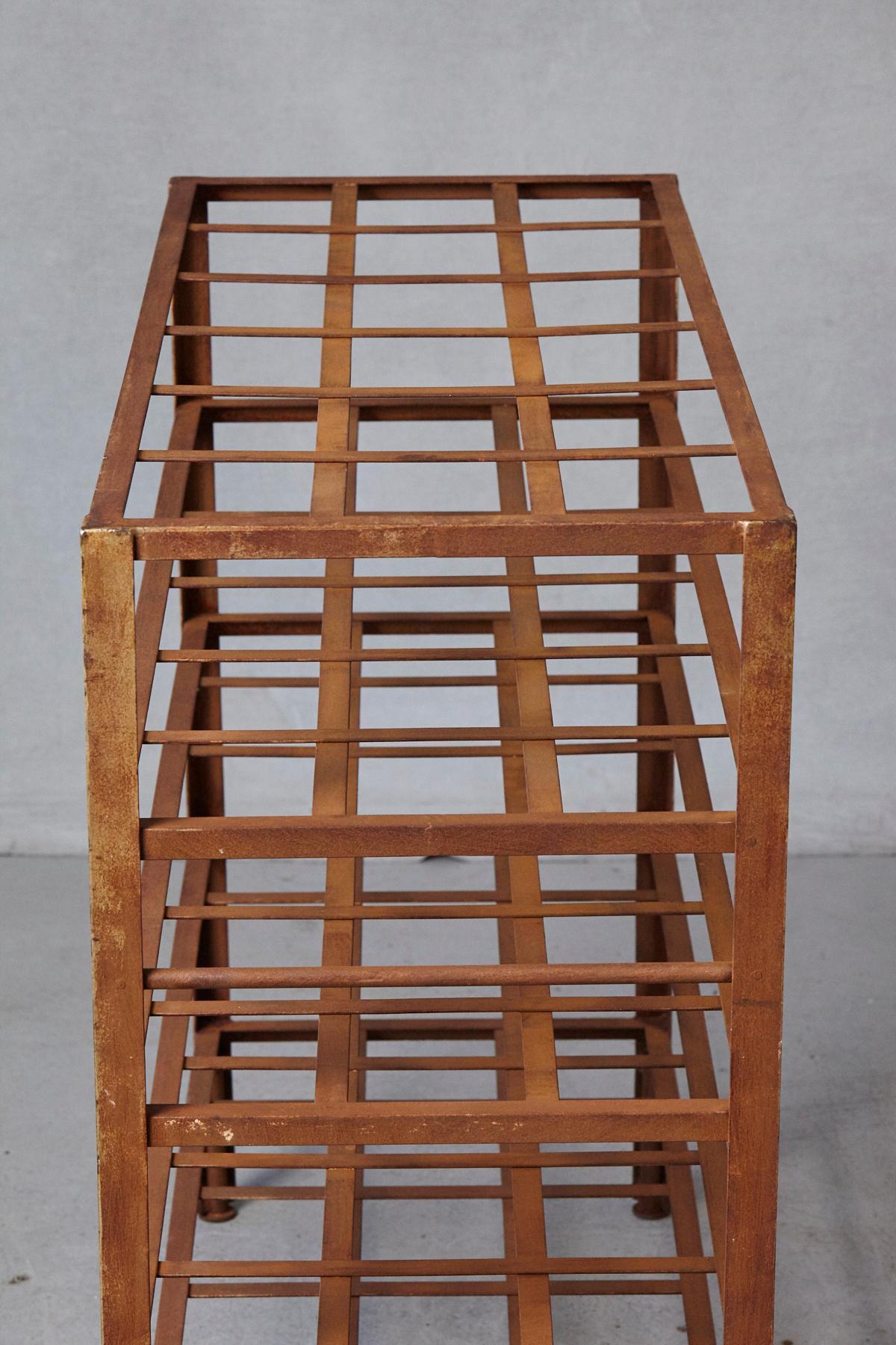 Iron Industrial 5 Tier Shelf with Grid Shelves for Books or Usage as Seedling Planter For Sale