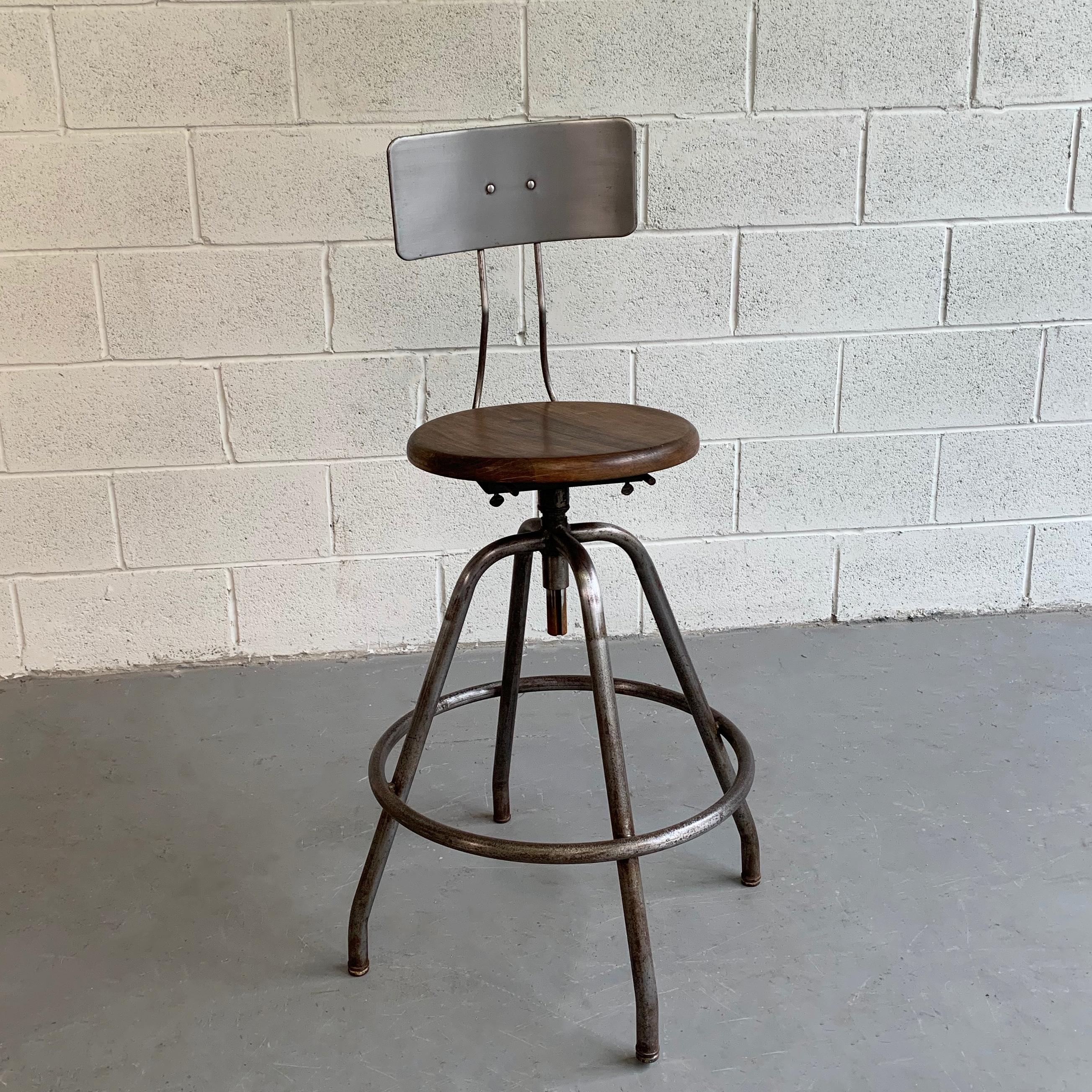 industrial drafting stool with back