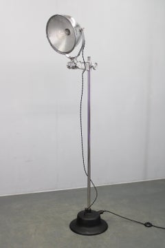 Industrial Adjustable Floor Lamp, Chromed Metal, Czechoslovakia 1950s