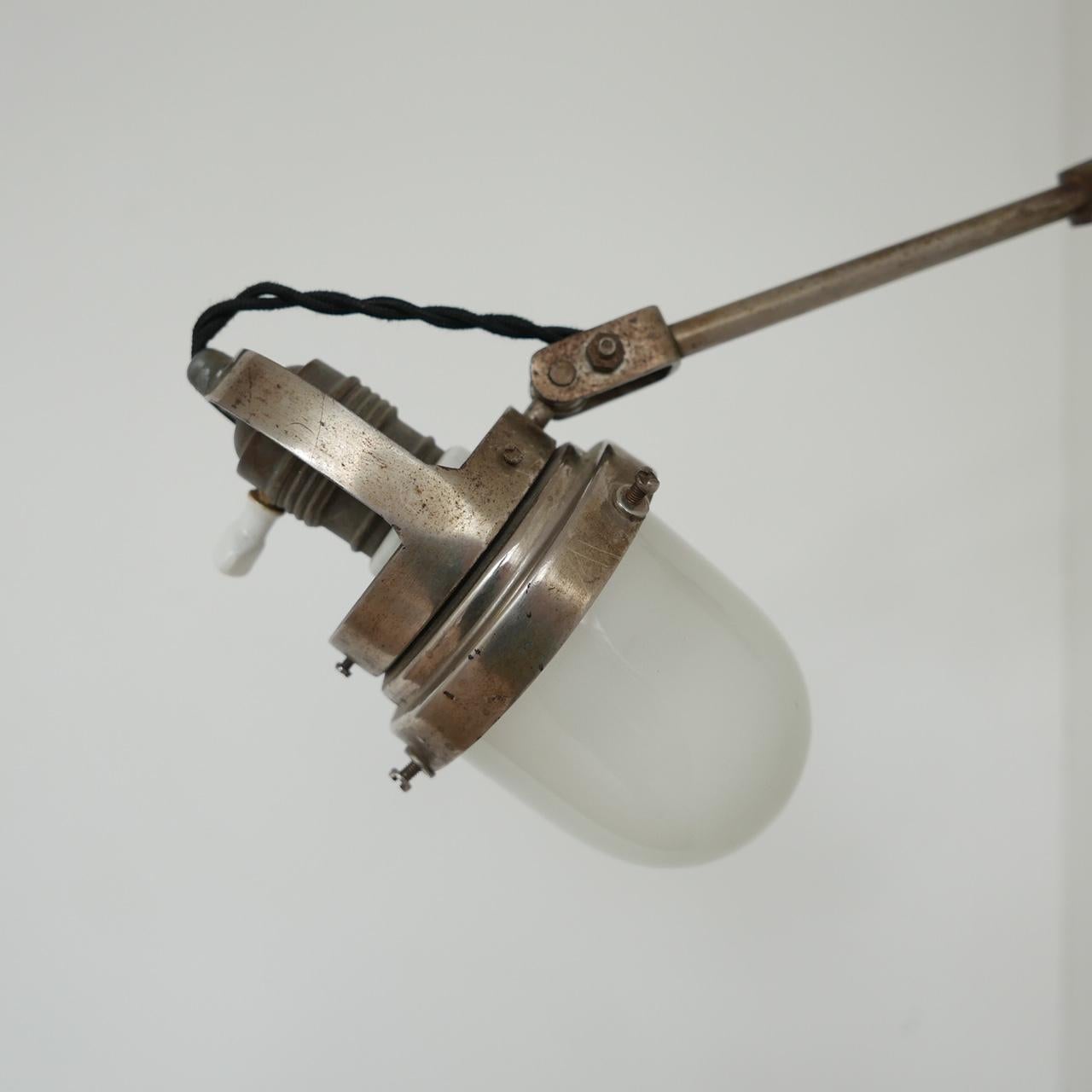 Industrial Adjustable Metal and Glass French Wall Light For Sale 6