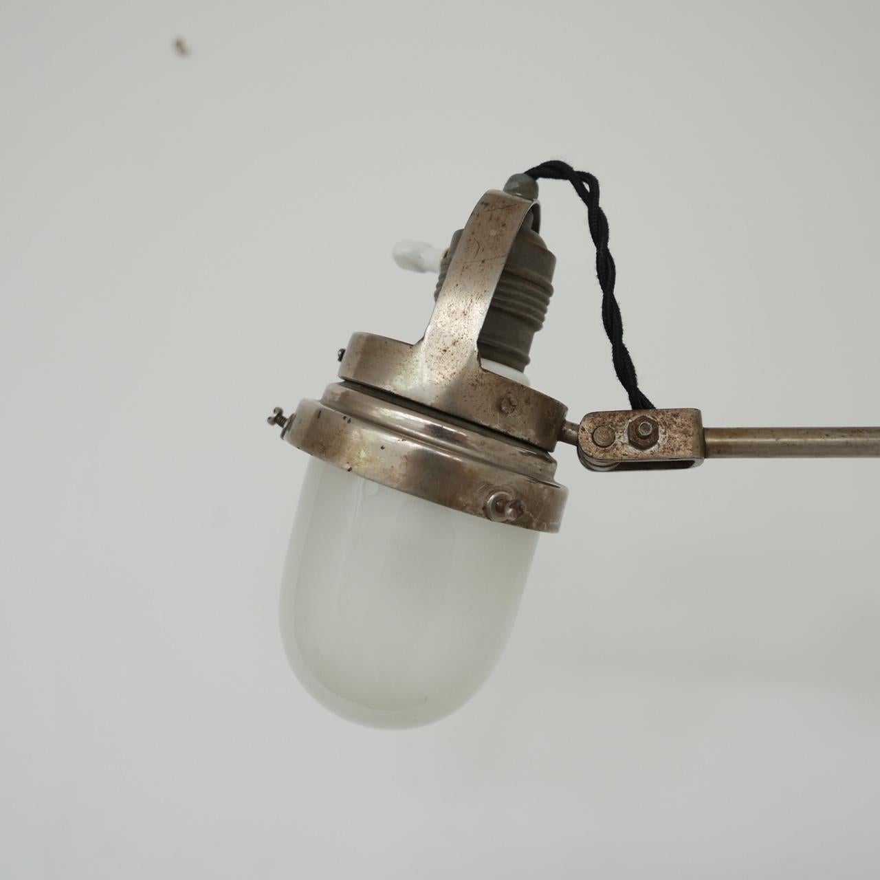 Industrial Adjustable Metal and Glass French Wall Light For Sale 1