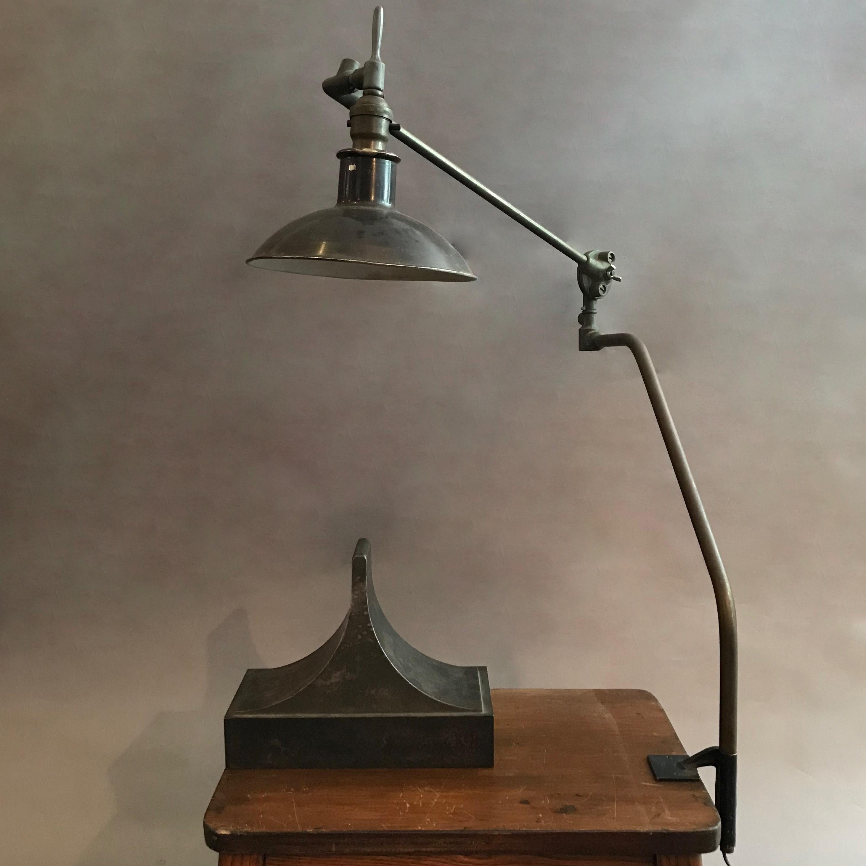 Industrial Adjustable Metal Task Lamp by Malleable In Good Condition In Brooklyn, NY