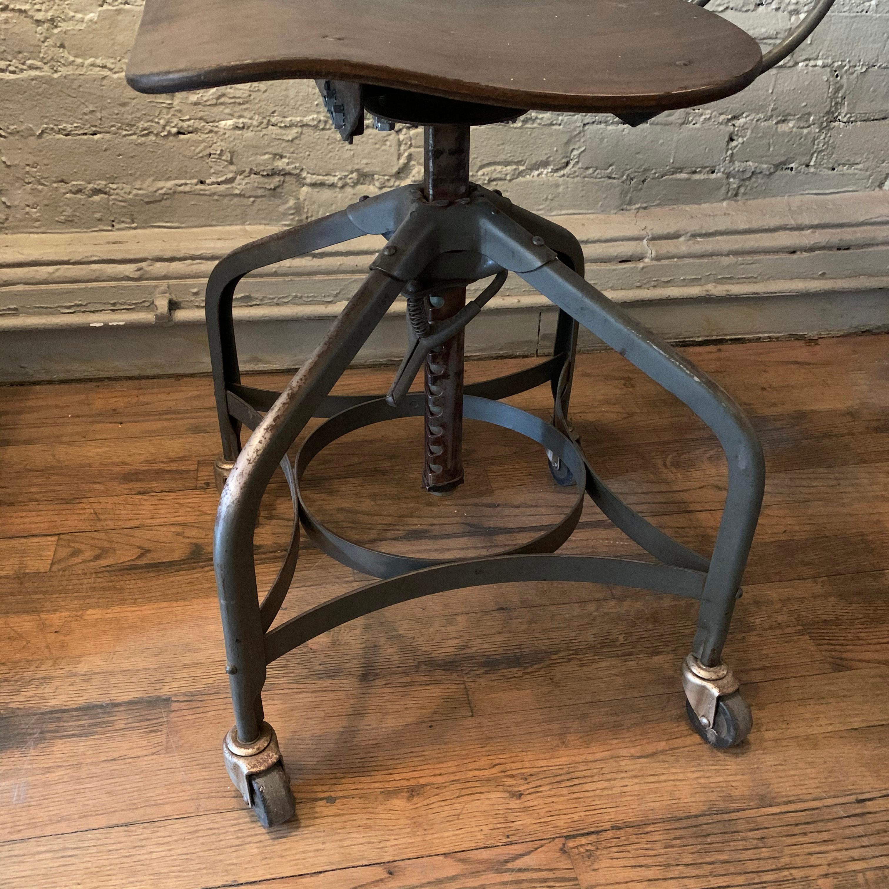 Painted Industrial Adjustable Rolling Toledo Drafting Chair