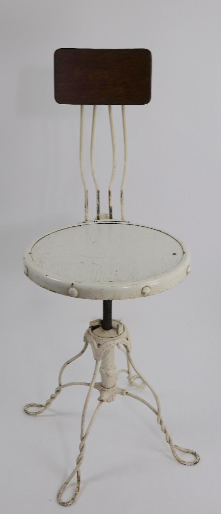 20th Century Industrial Adjustable Stool For Sale