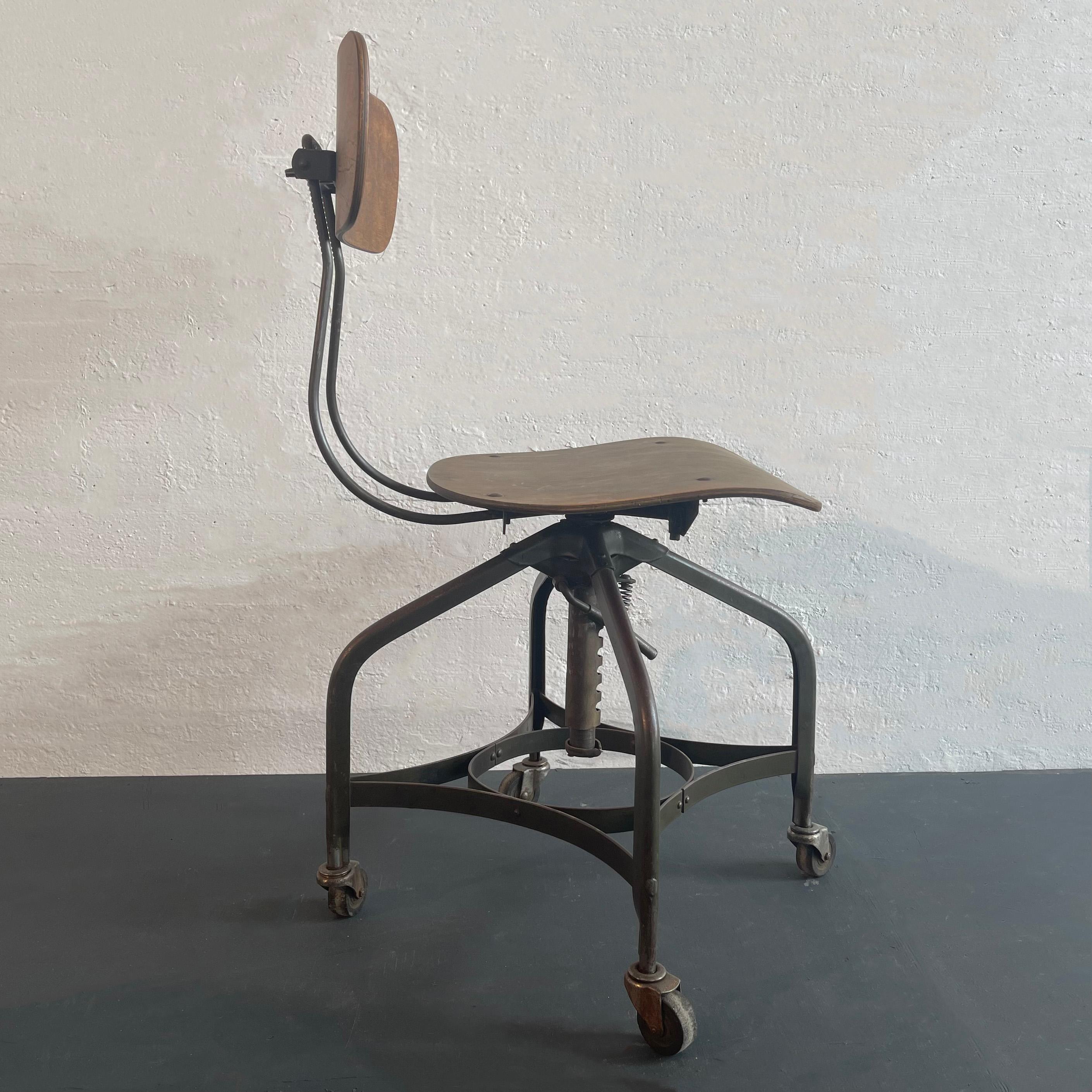 American Industrial Adjustable Swivel Chair By Toledo Metal Furniture Co.
