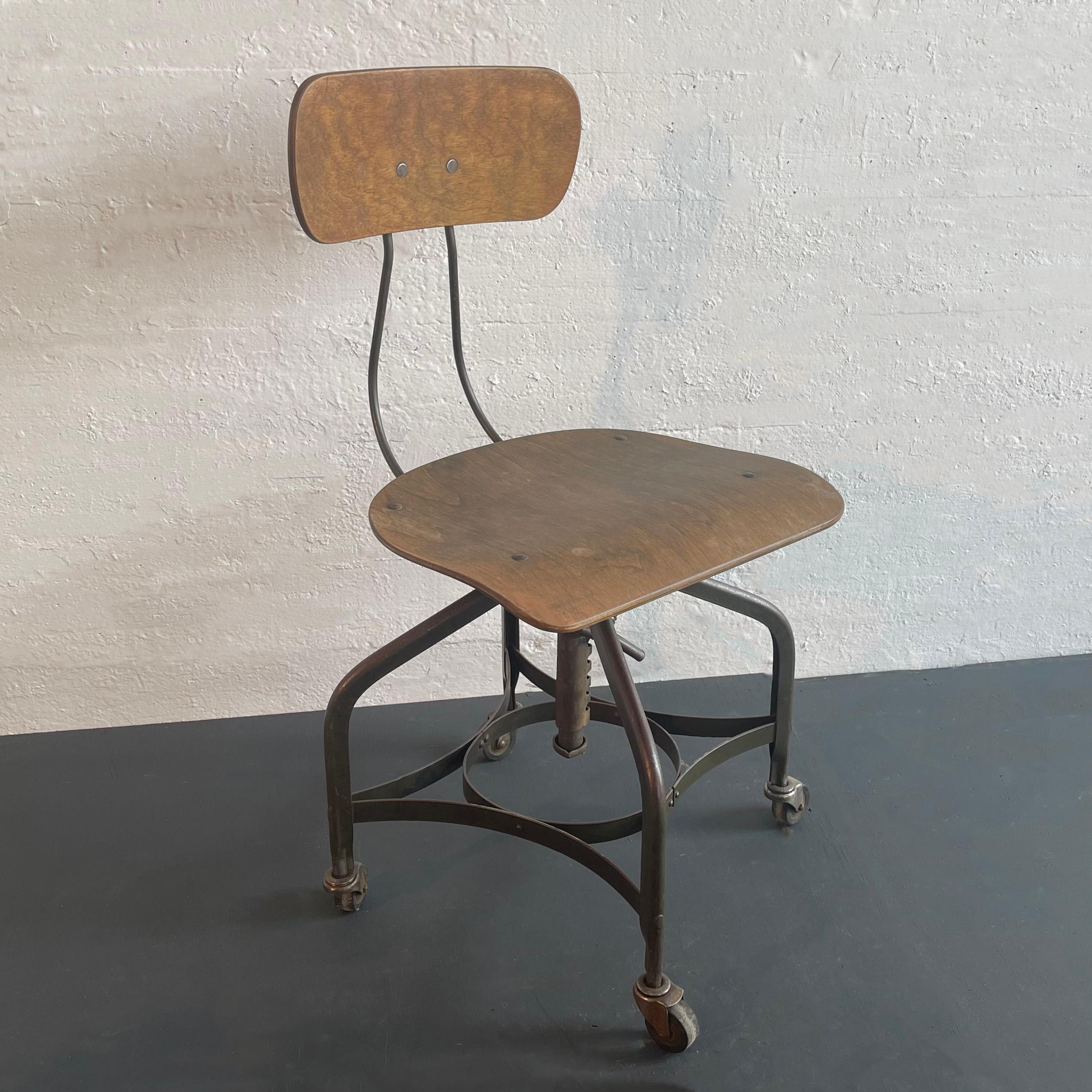 Industrial Adjustable Swivel Chair By Toledo Metal Furniture Co. 1