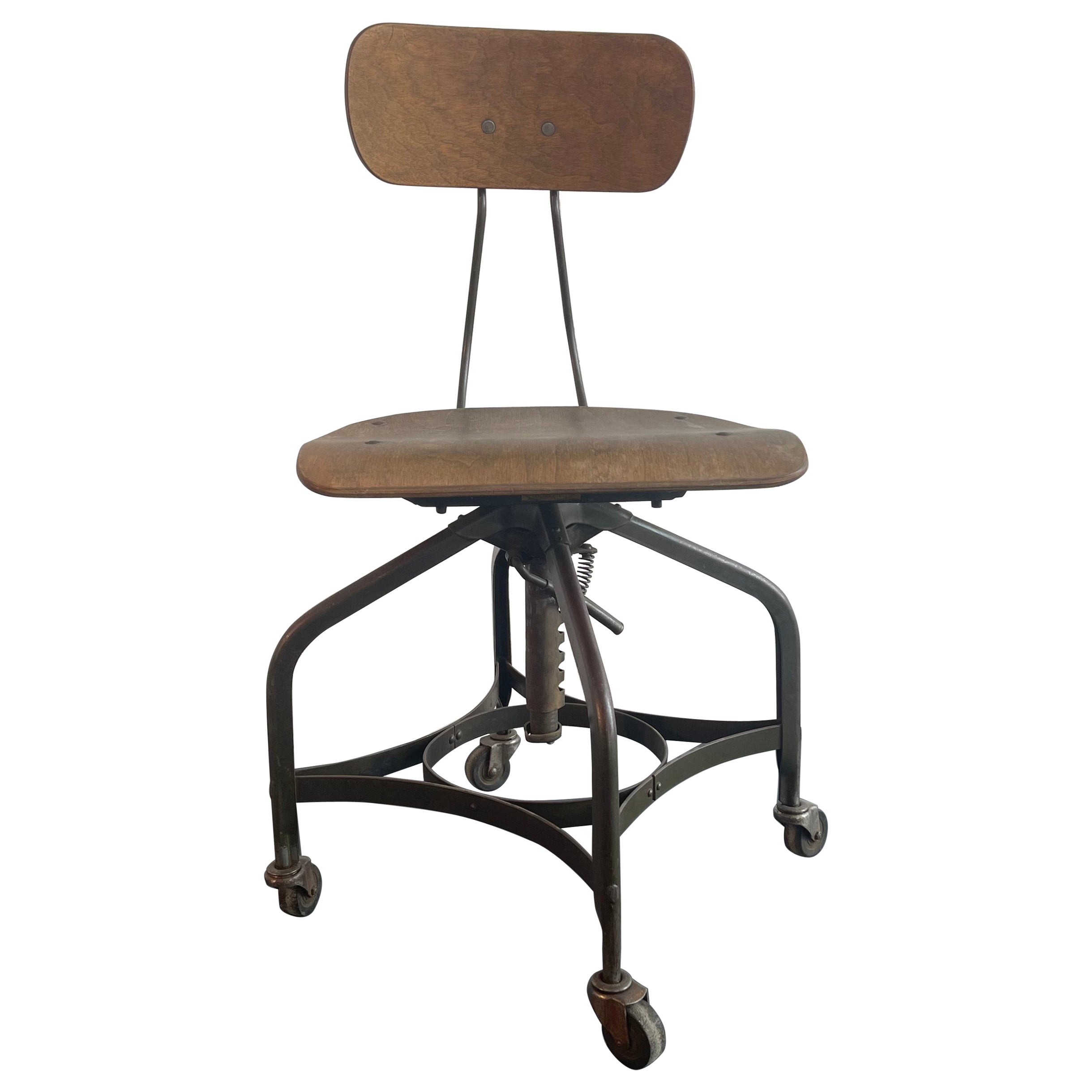 Industrial Adjustable Swivel Chair By Toledo Metal Furniture Co.